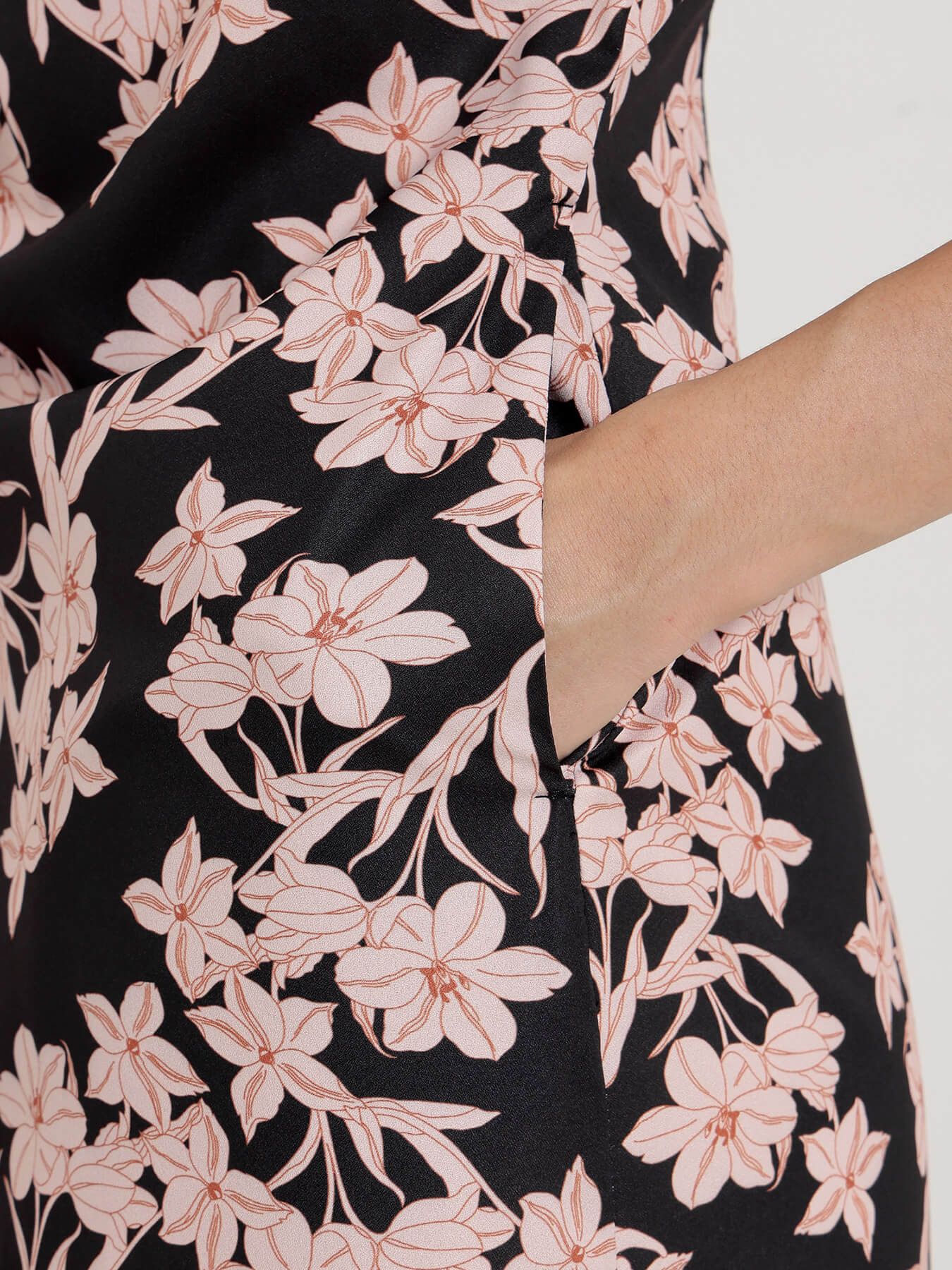 Floral Midi Dress - Black
