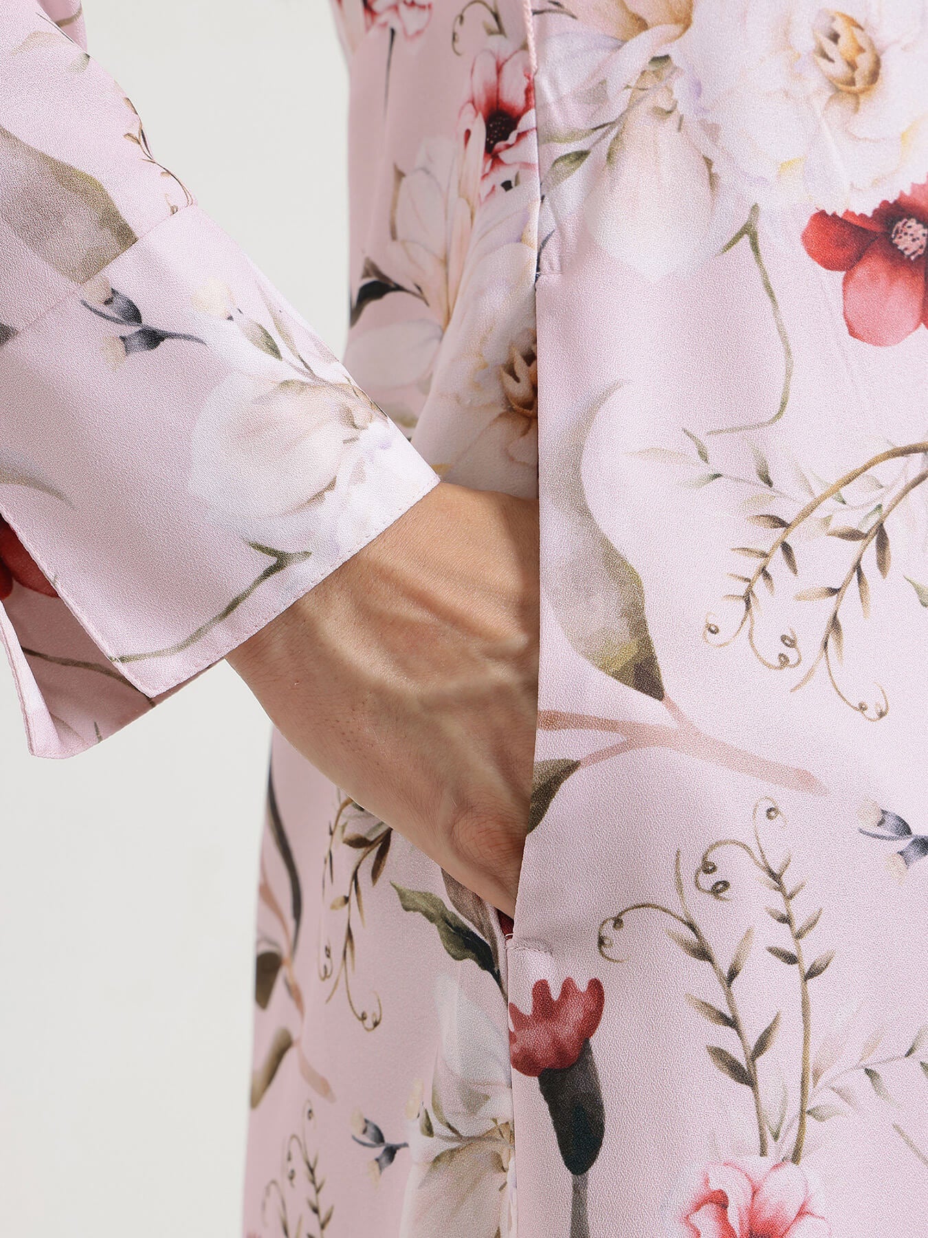 Floral Buttondown Maxi Dress - Baby Pink