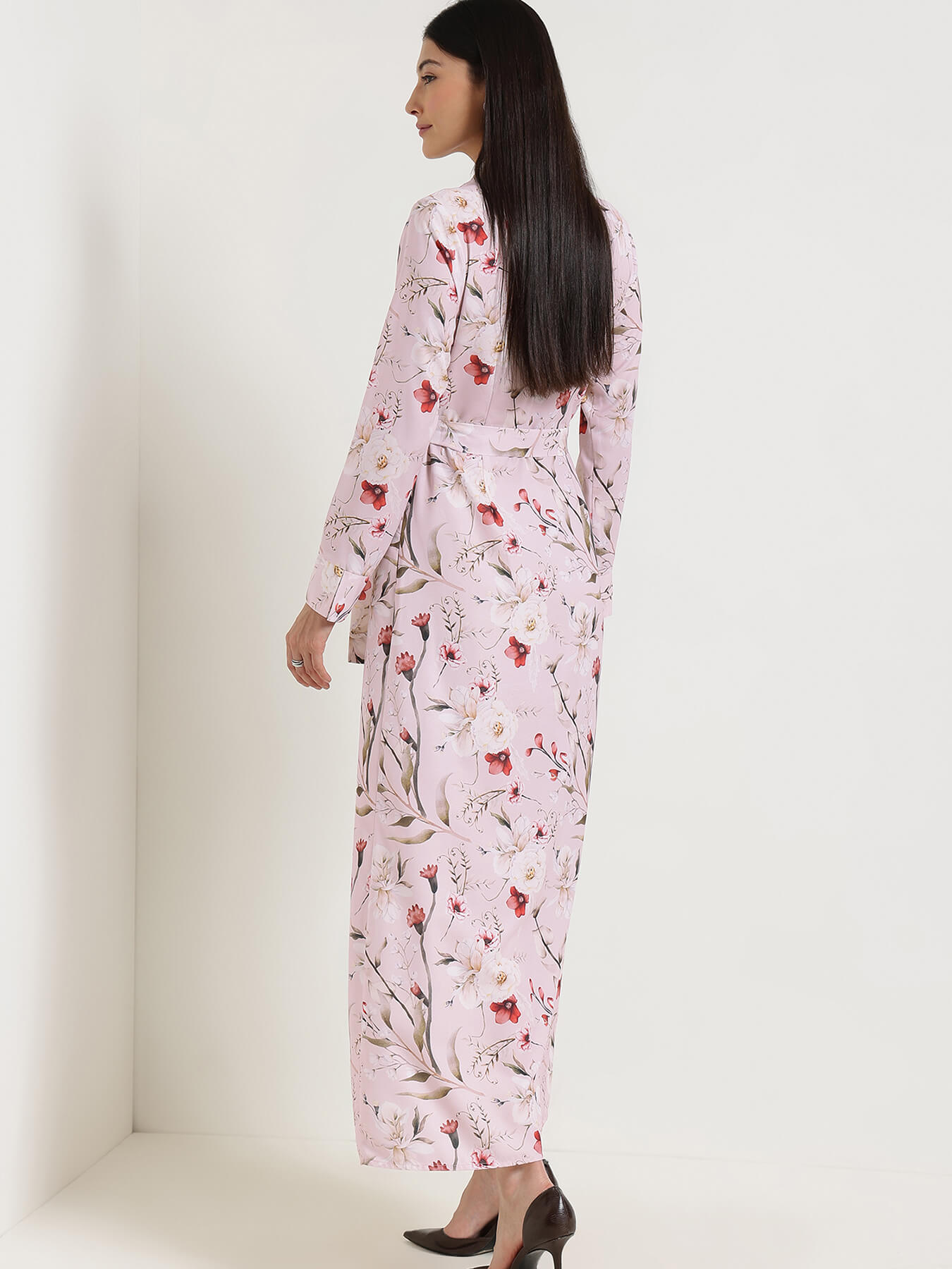 Floral Buttondown Maxi Dress - Baby Pink