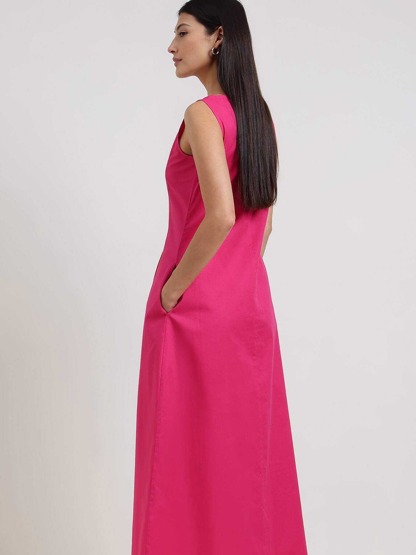 A-Line Maxi Dress - Fuchsia