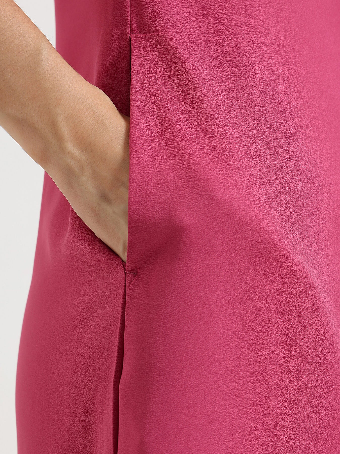Drop Shoulder Shirt Dress - Pink