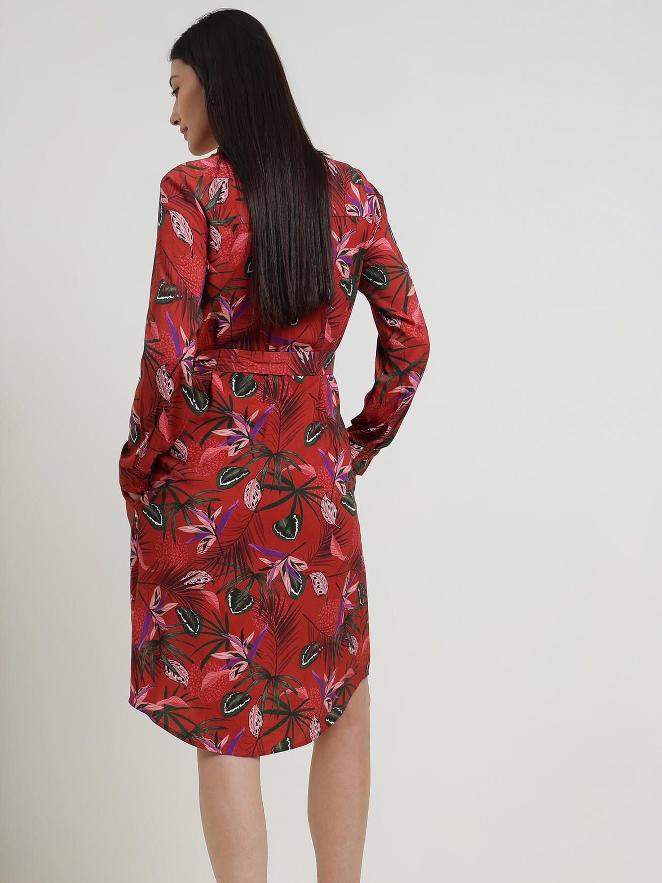 Floral A-Line Dress- Rust