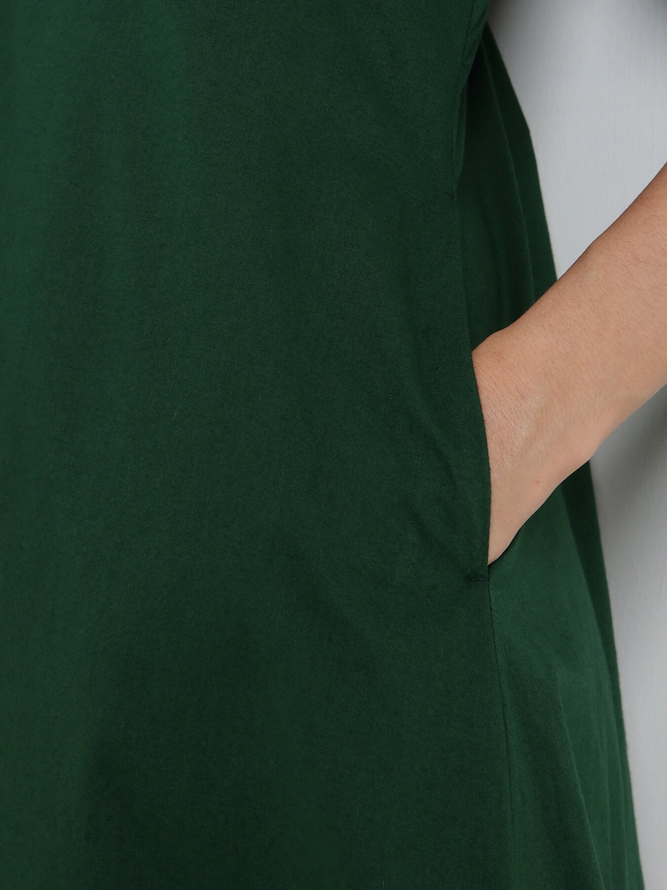 Cotton Fit & Flare Midi Dress - Green