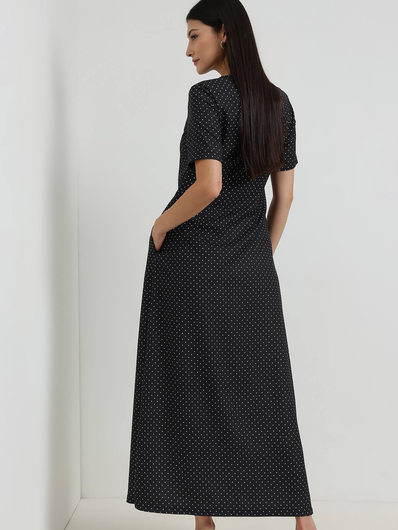 Polka Dot A-Line Maxi dress - Black
