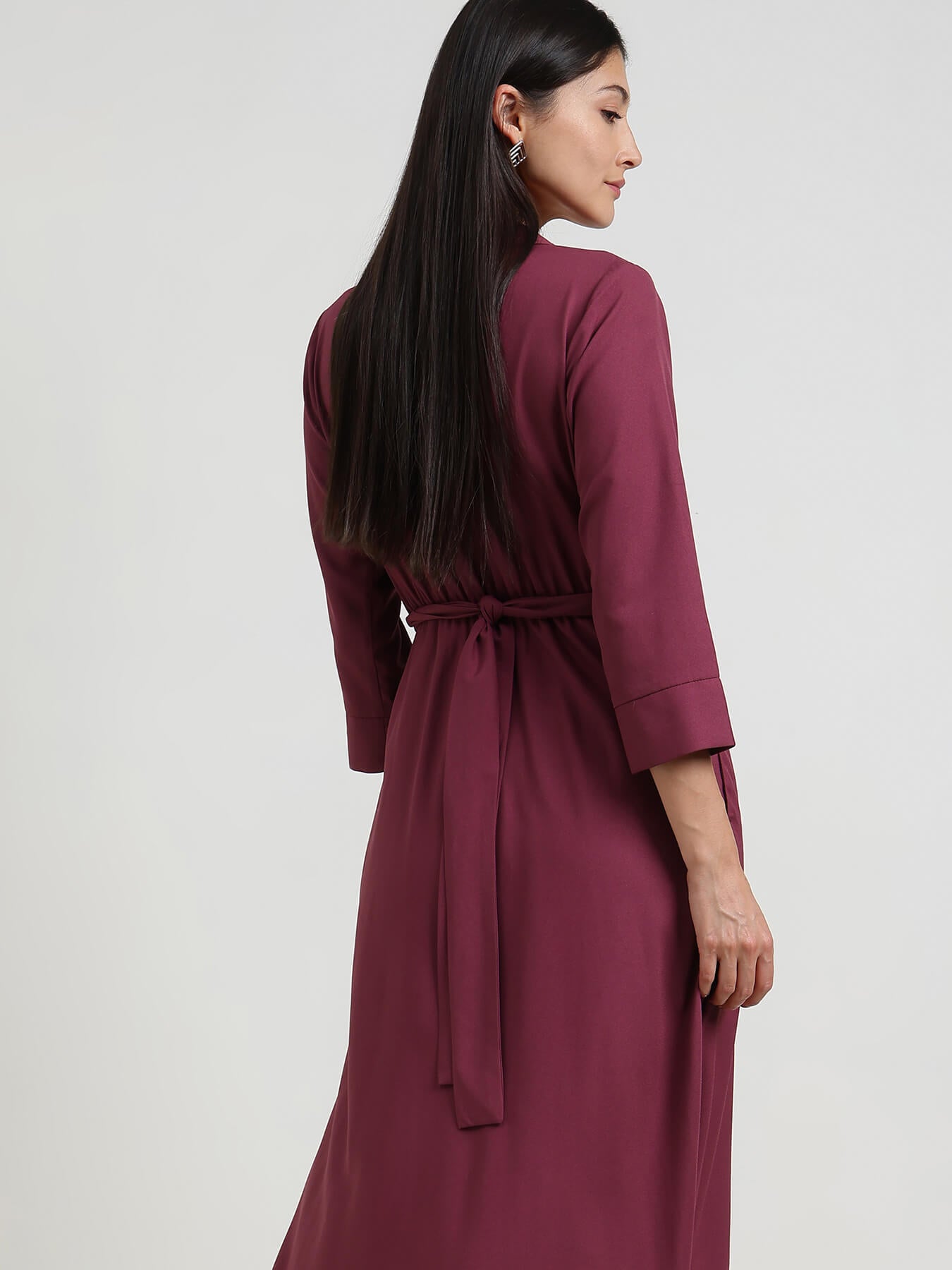 Flare & Fit Midi Dress - Wine