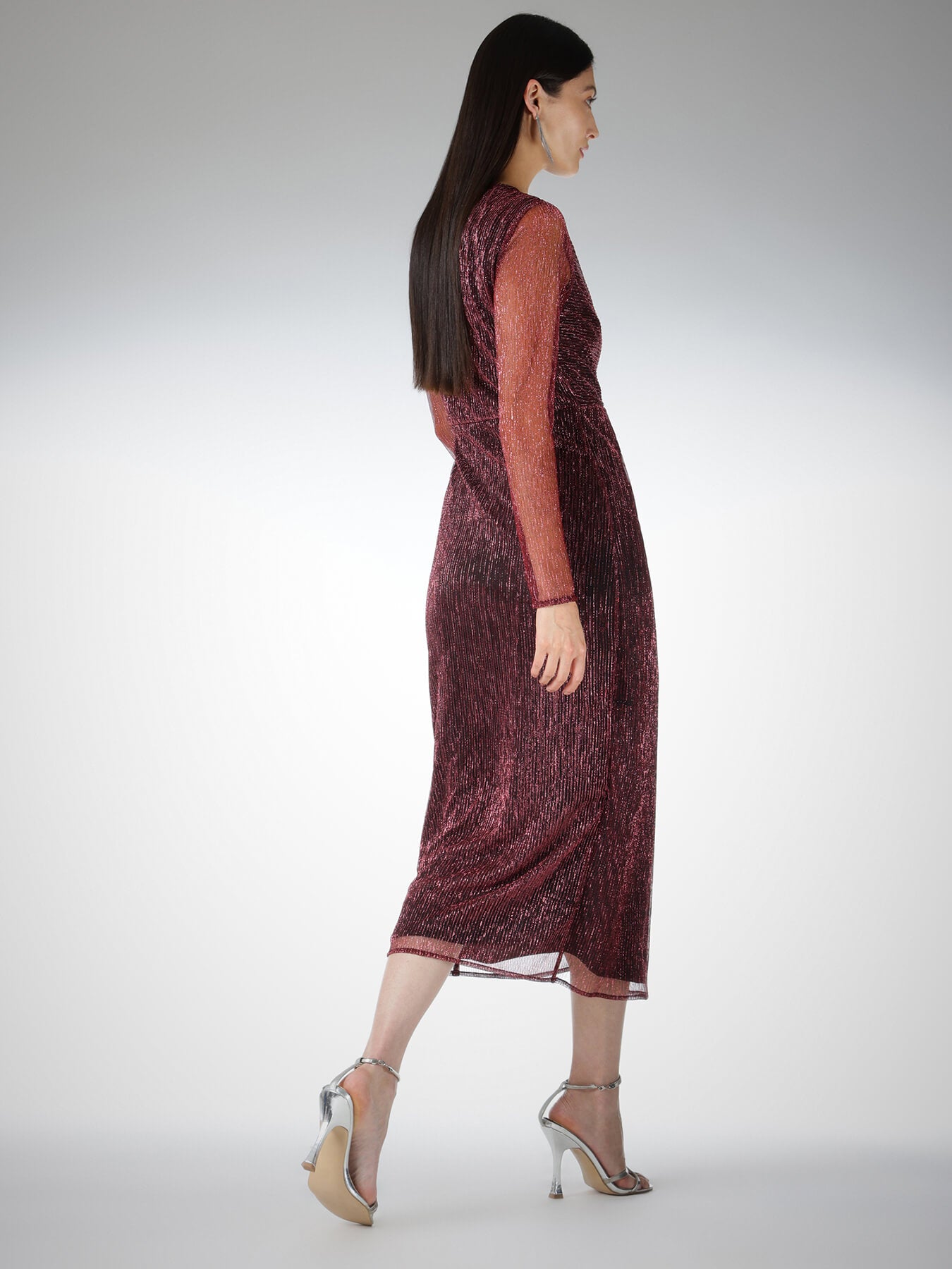 Pleated Wrap Sheath Dress - Champagne