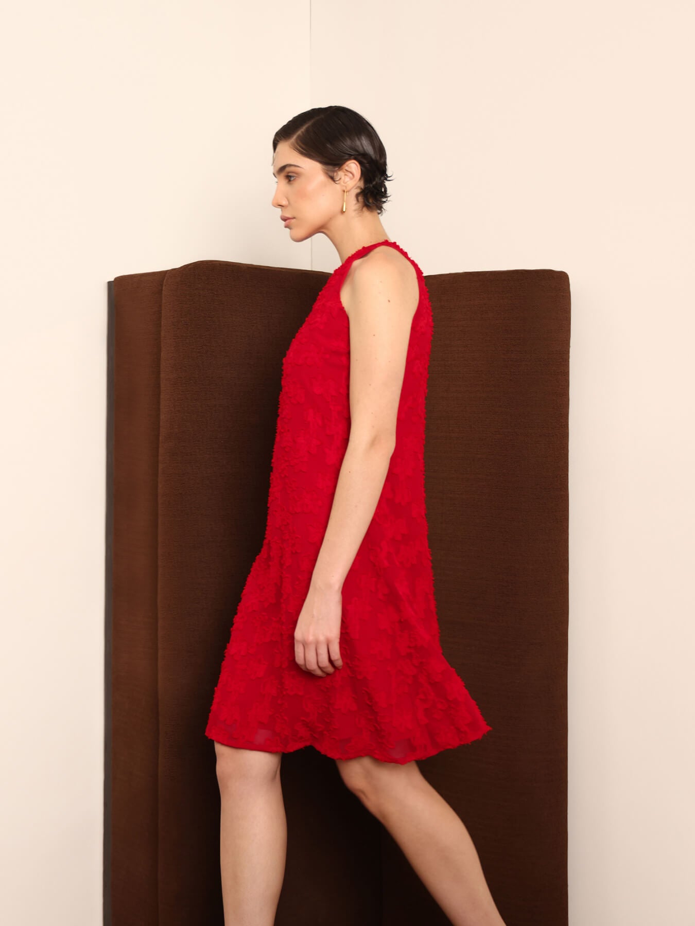 Georgette Floral Dress - Red