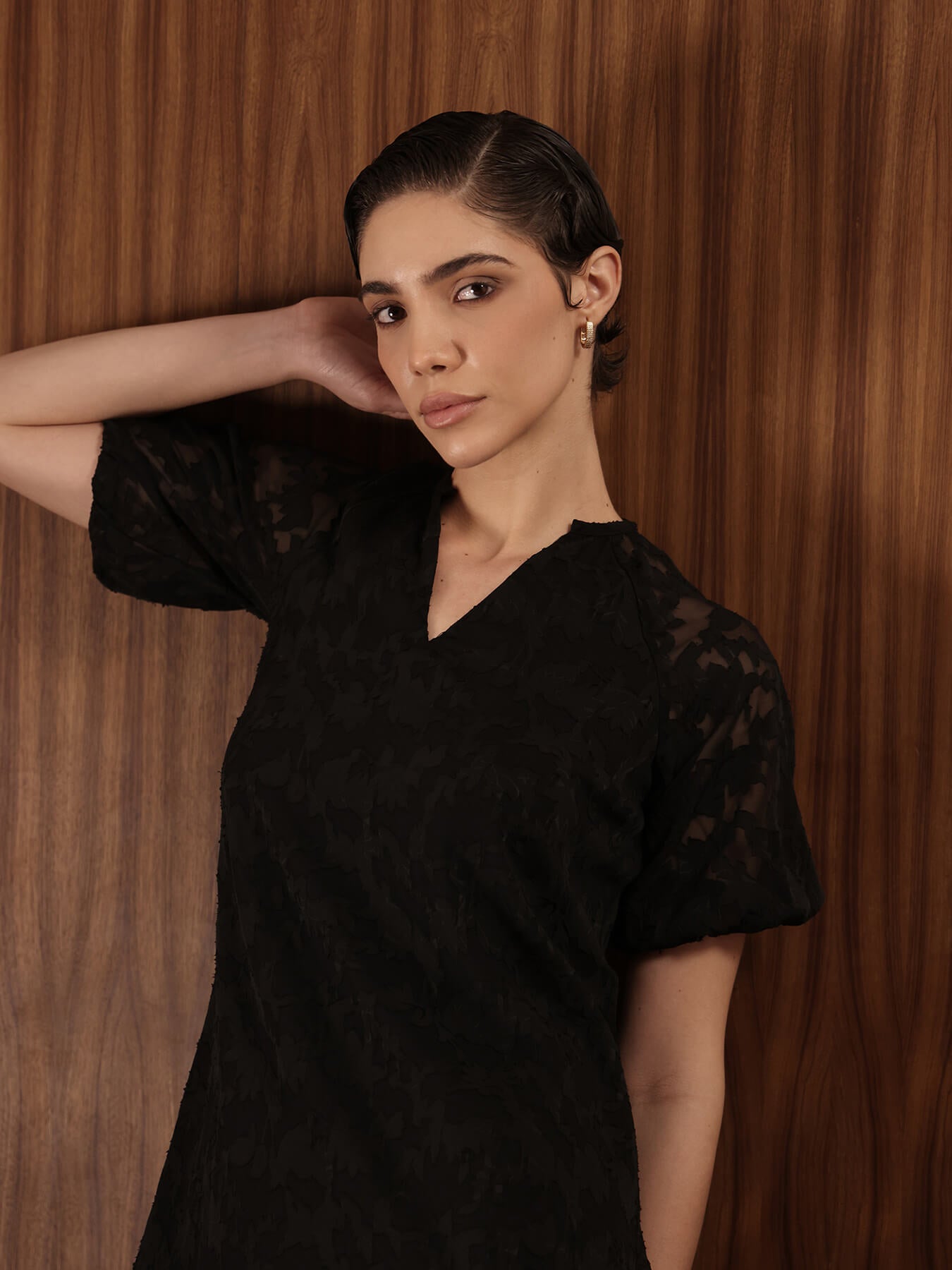 Georgette Floral Dress - Black