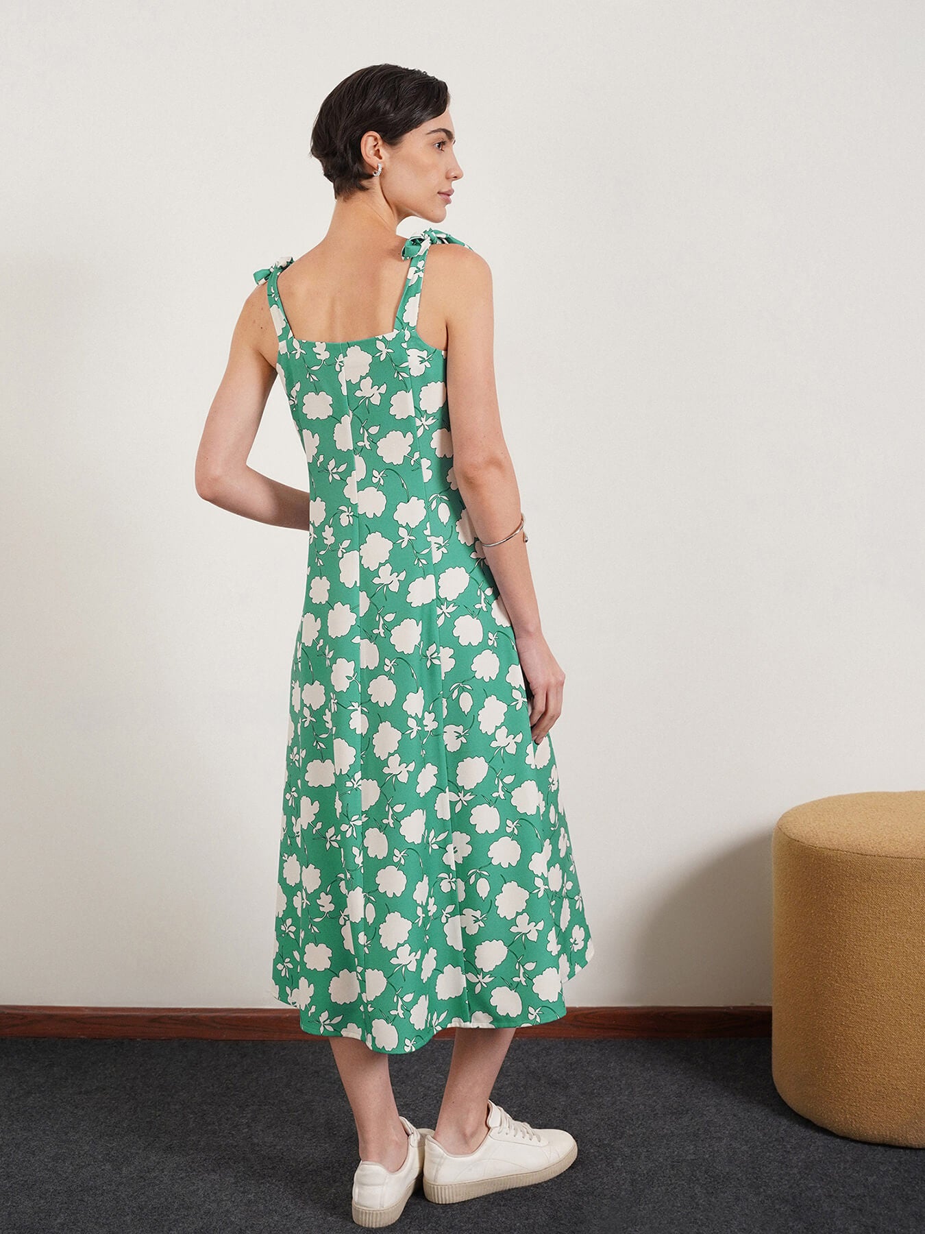 Floral Fit and Flare Dress - Green