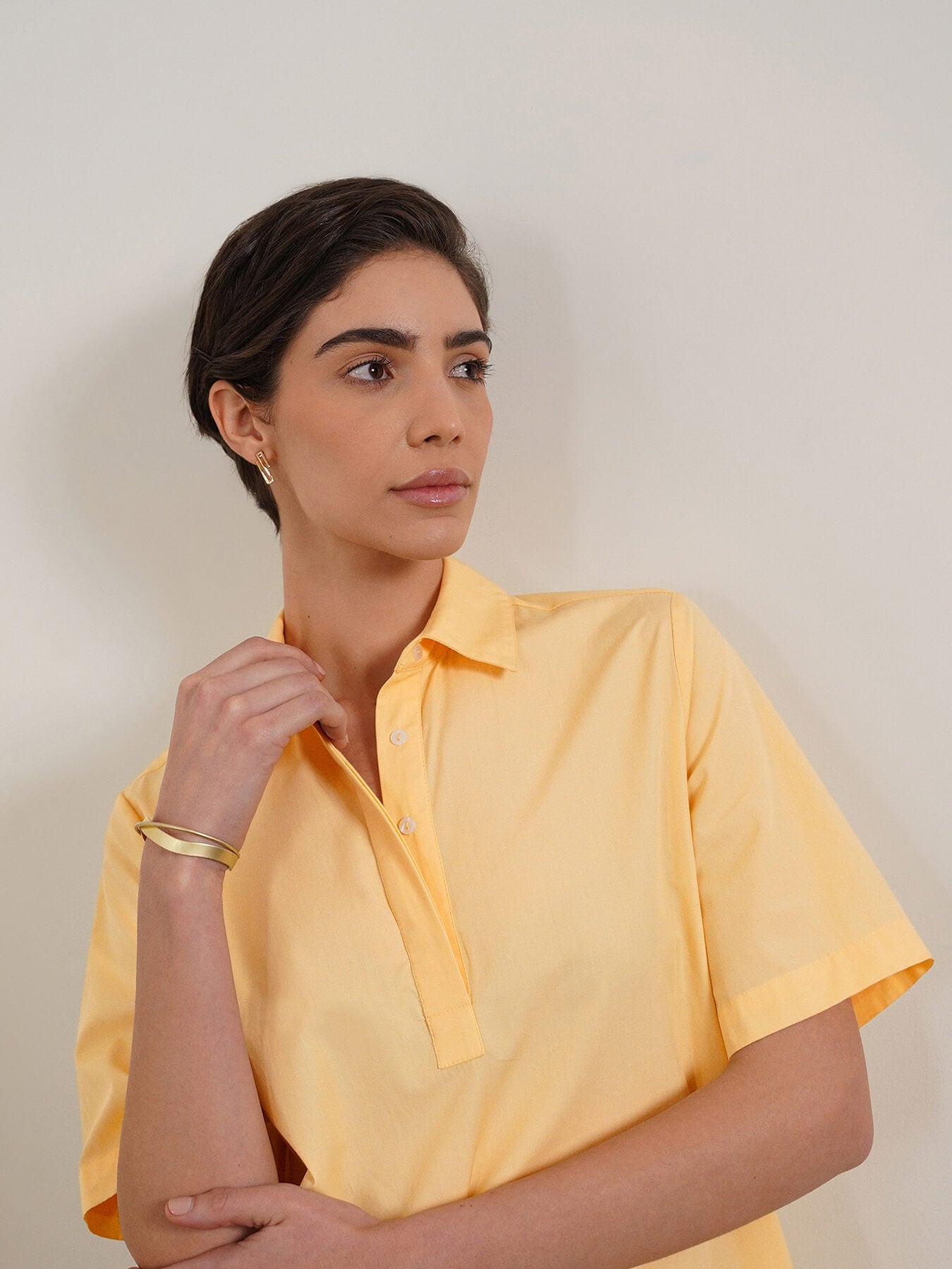 Pure Cotton A-Line Dress - Yellow