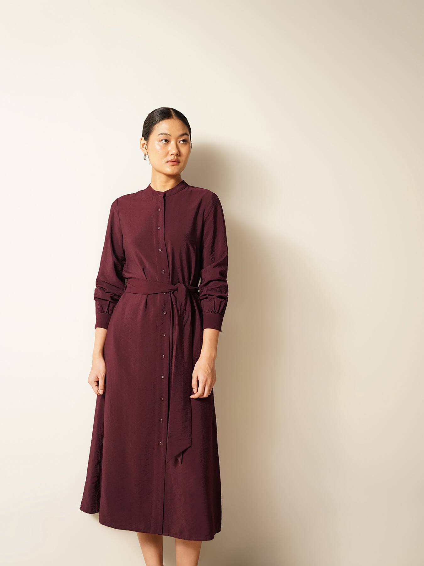 Viscose A-line Dress - Wine