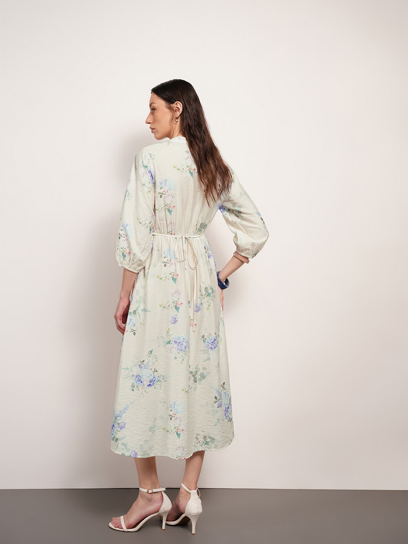 Floral Fit and Flare Dress - Off-White