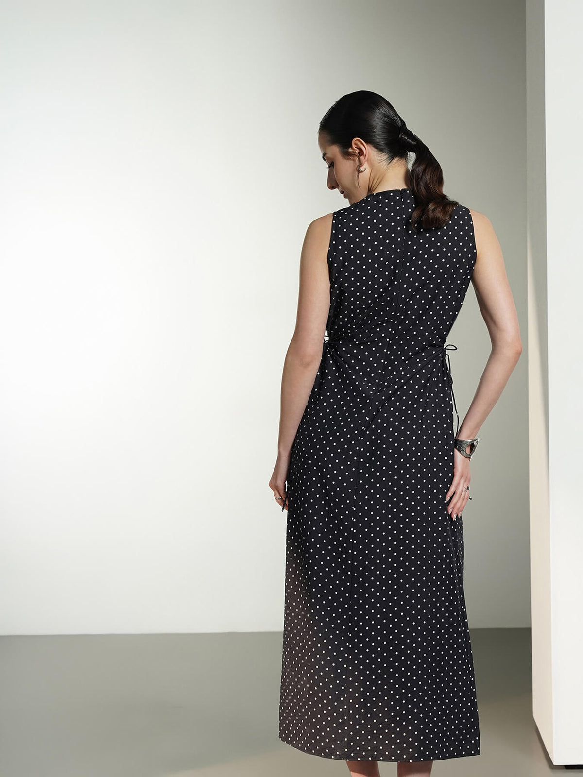 A-Line Polka Maxi Dress - Plum