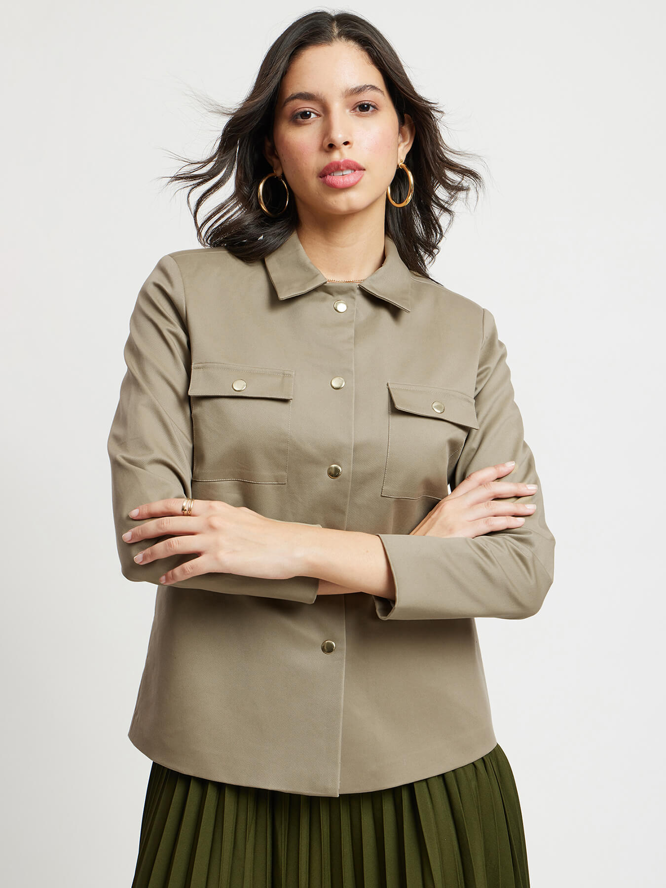 Open Front Jacket - Beige