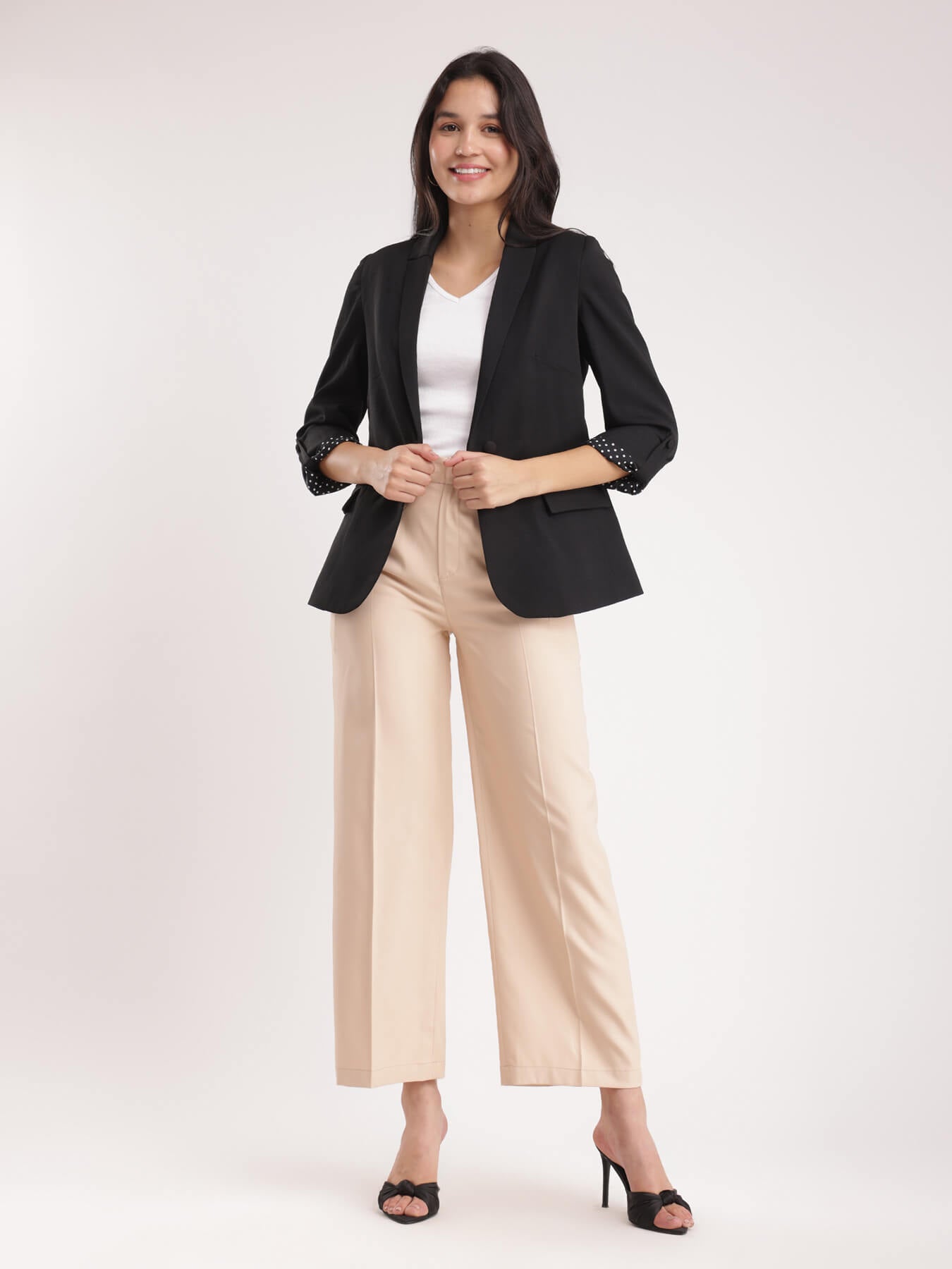 Foldable Sleeves Blazer - Black