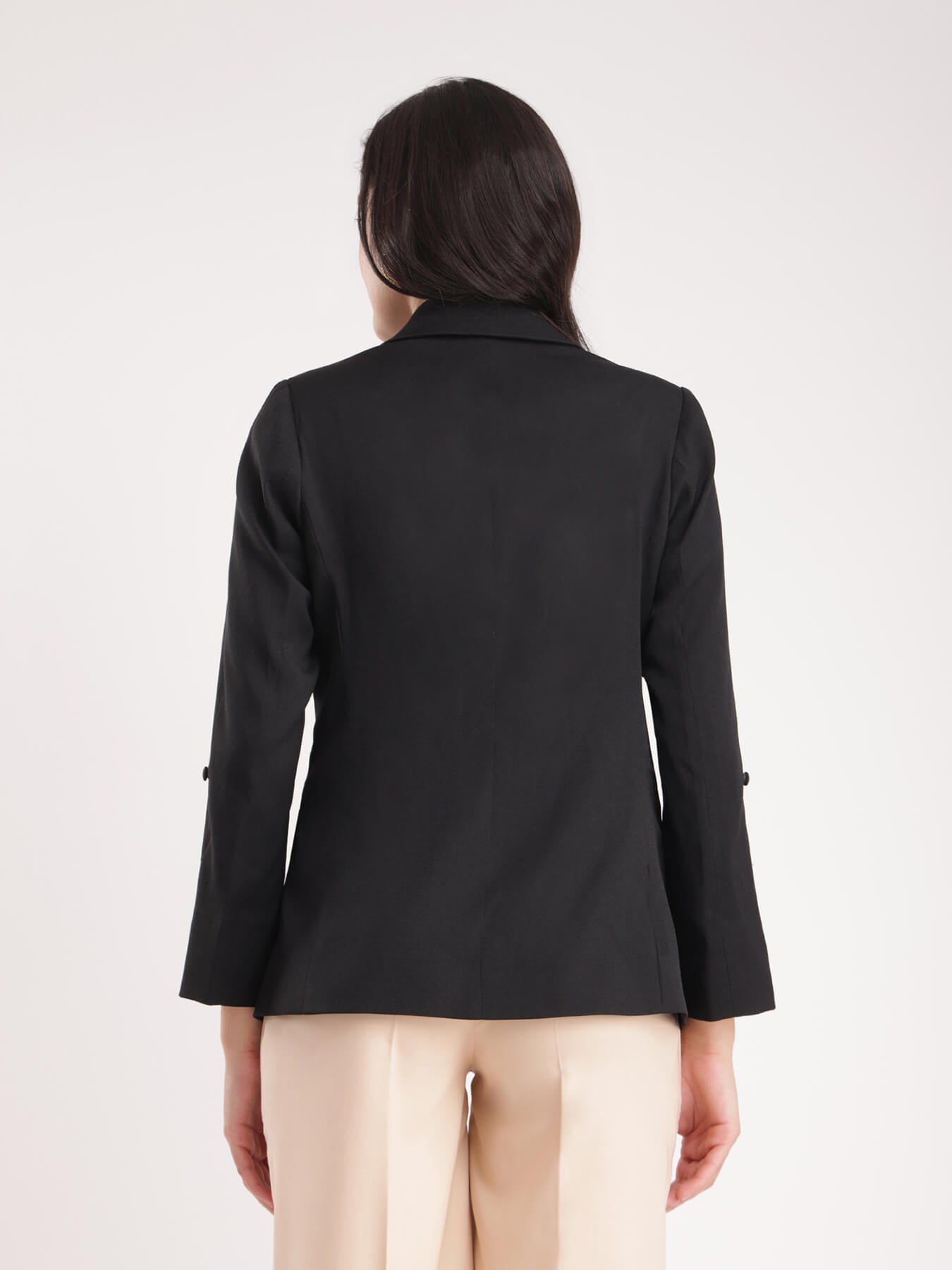 Foldable Sleeves Blazer - Black