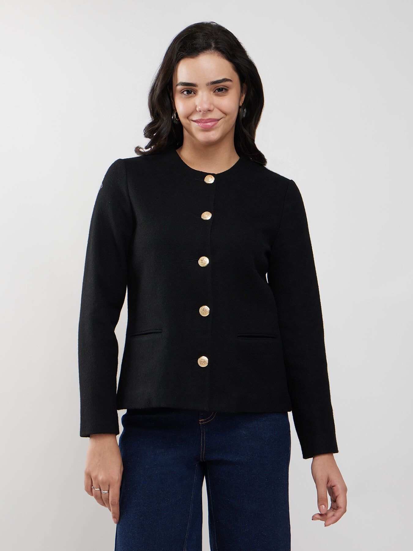 Short Felted Jacket - Black