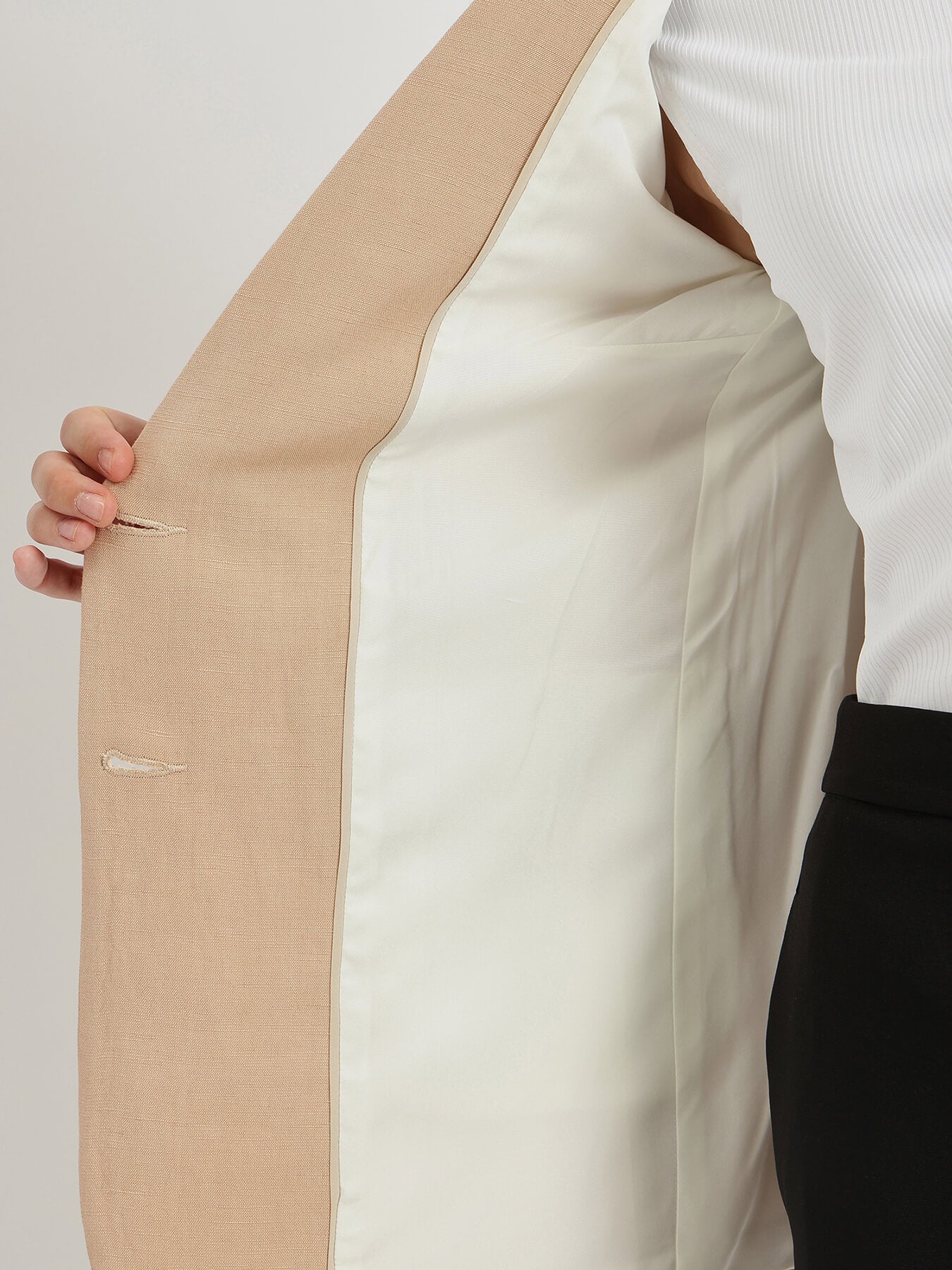 Linen Single Breasted Blazer - Beige