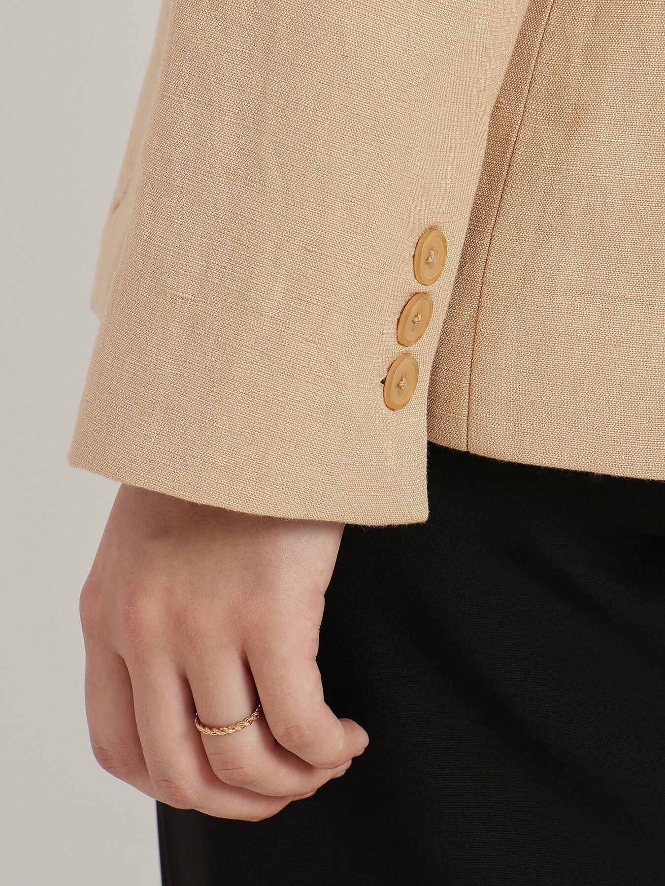 Linen Single Breasted Blazer - Beige