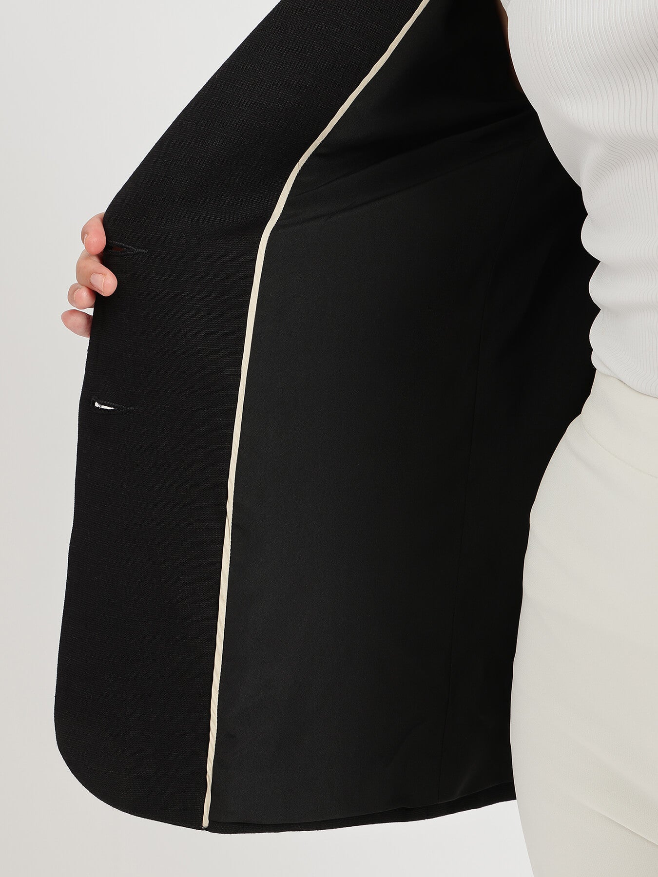 Linen Single Breasted Blazer - Black