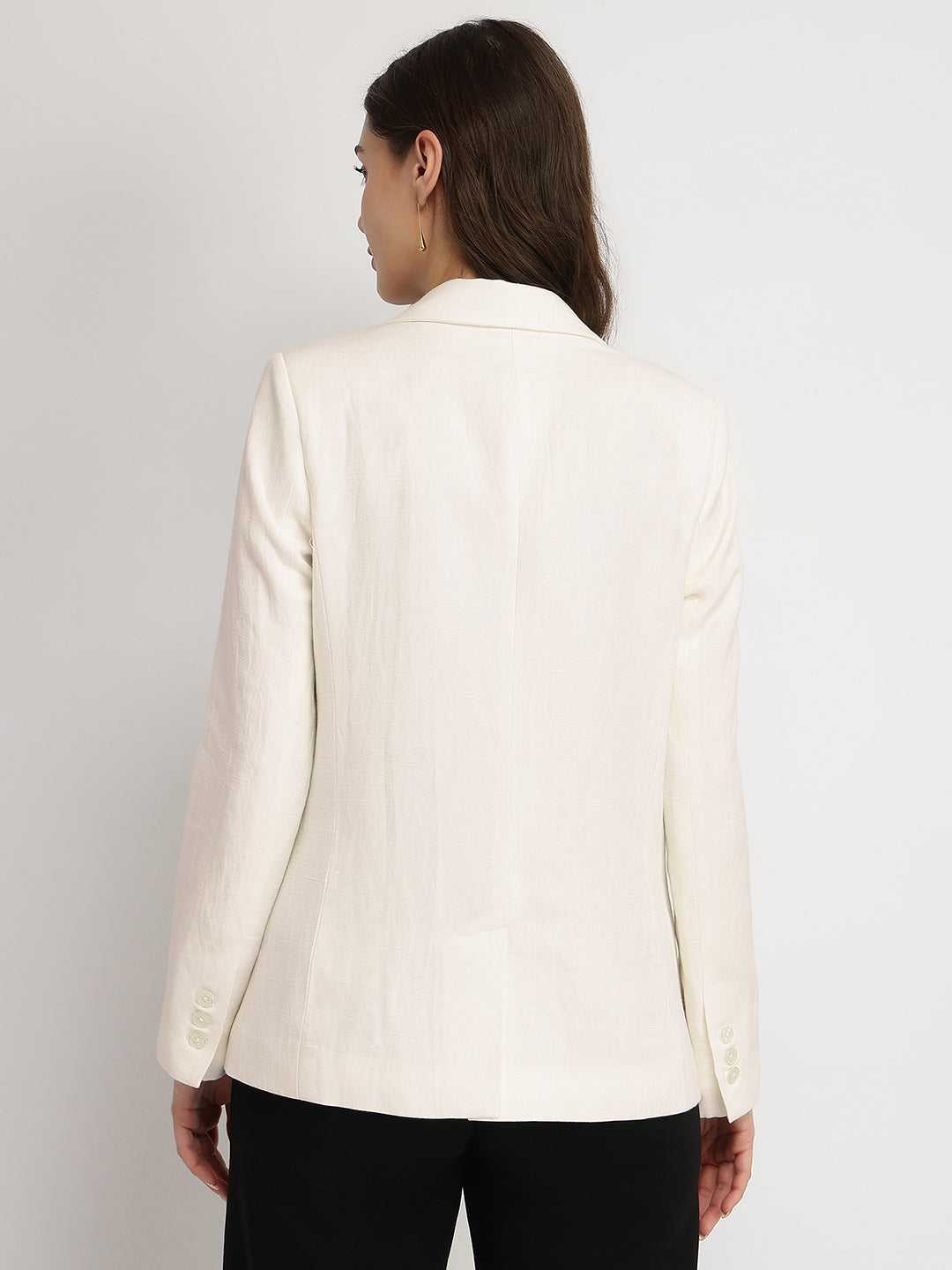 Linen Single Breasted Blazer - Off White