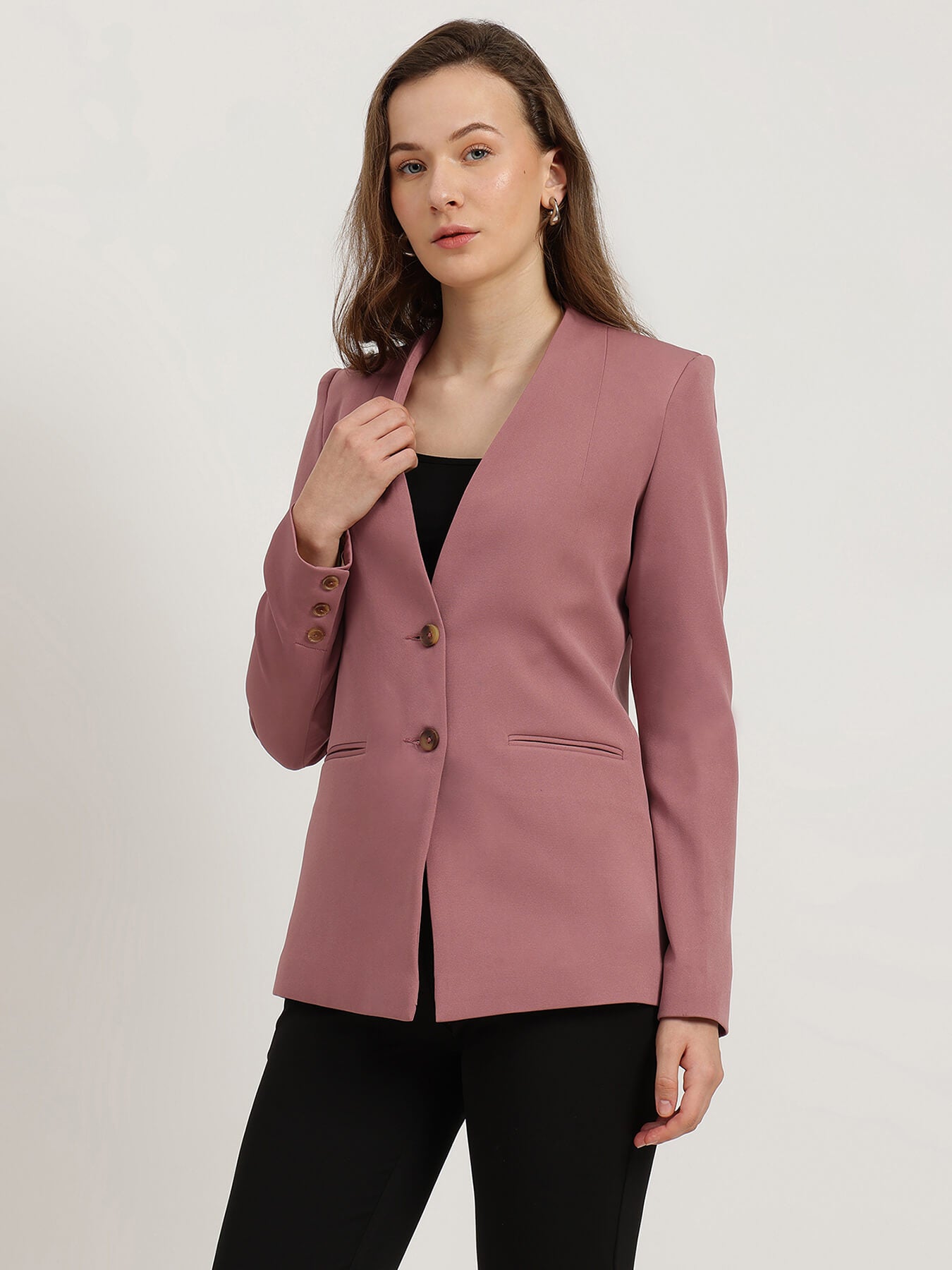 Single Breasted Blazer - Dusty Pink