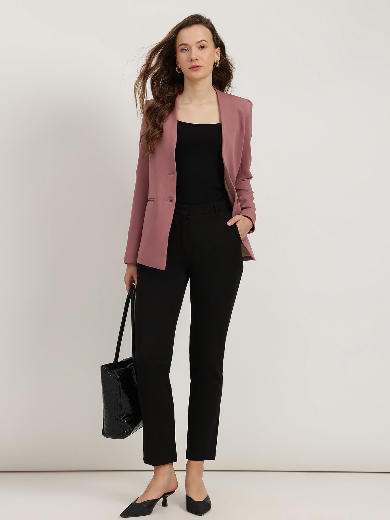 Single Breasted Blazer - Dusty Pink