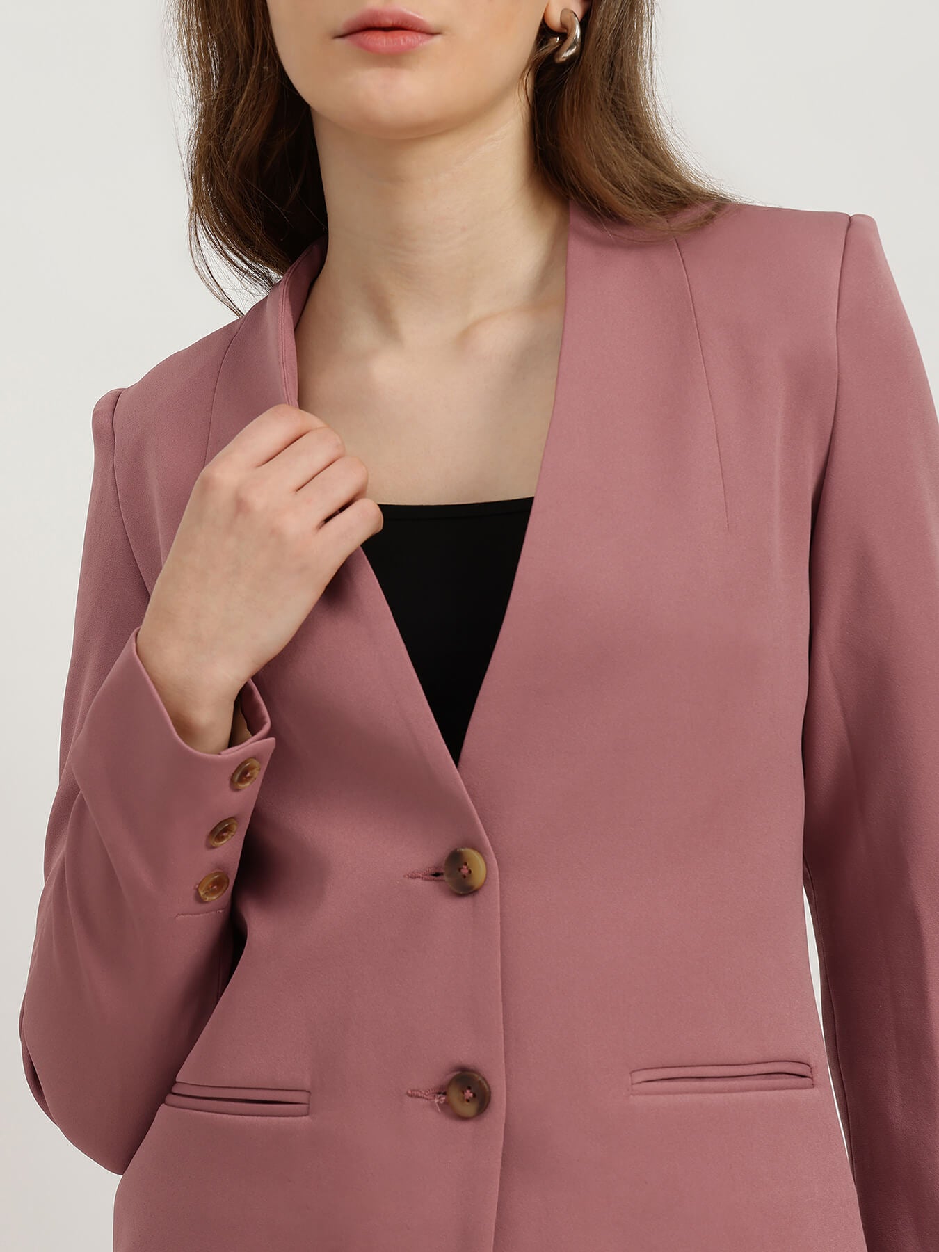 Single Breasted Blazer - Dusty Pink
