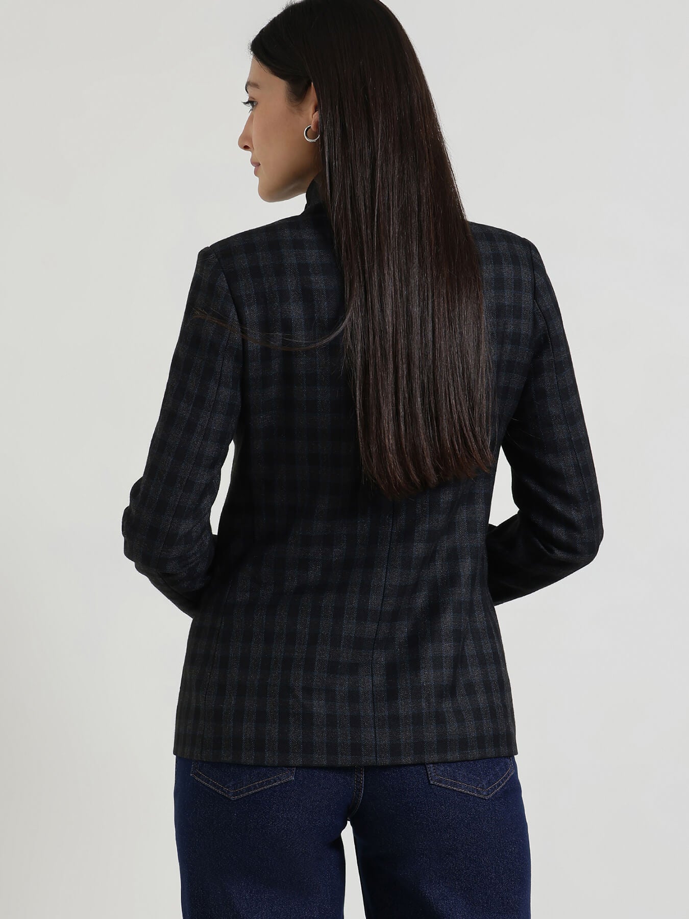 Double Breasted Tweed Jacket - Black