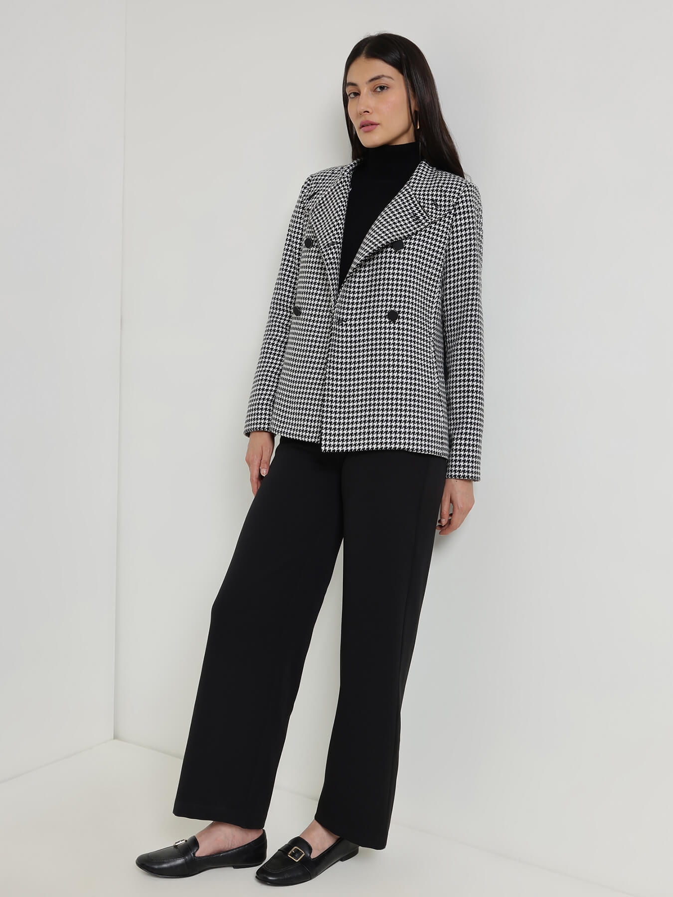 Double Breasted Tweed Jacket - Grey