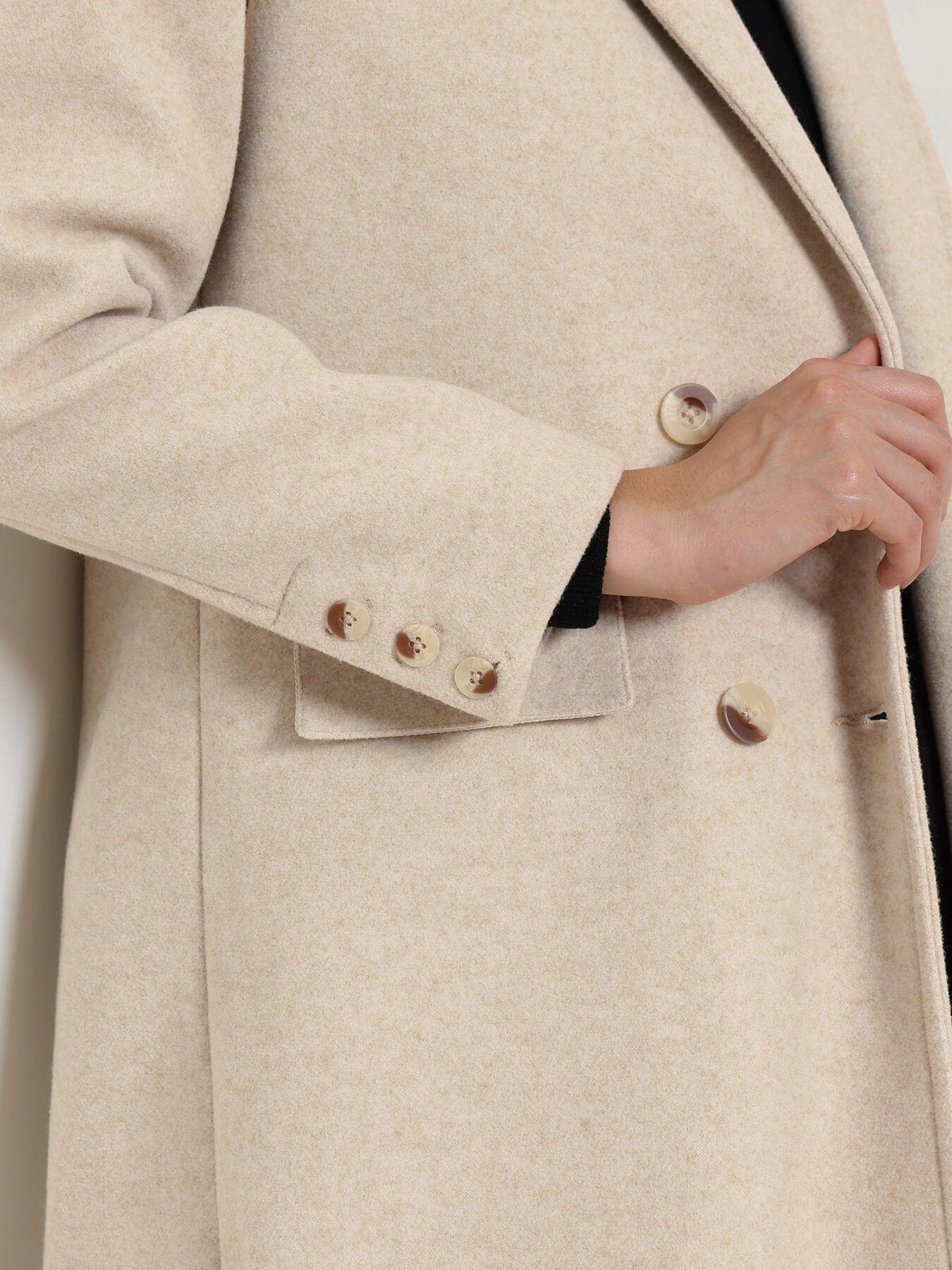 Double Breasted Long Overcoat - Beige