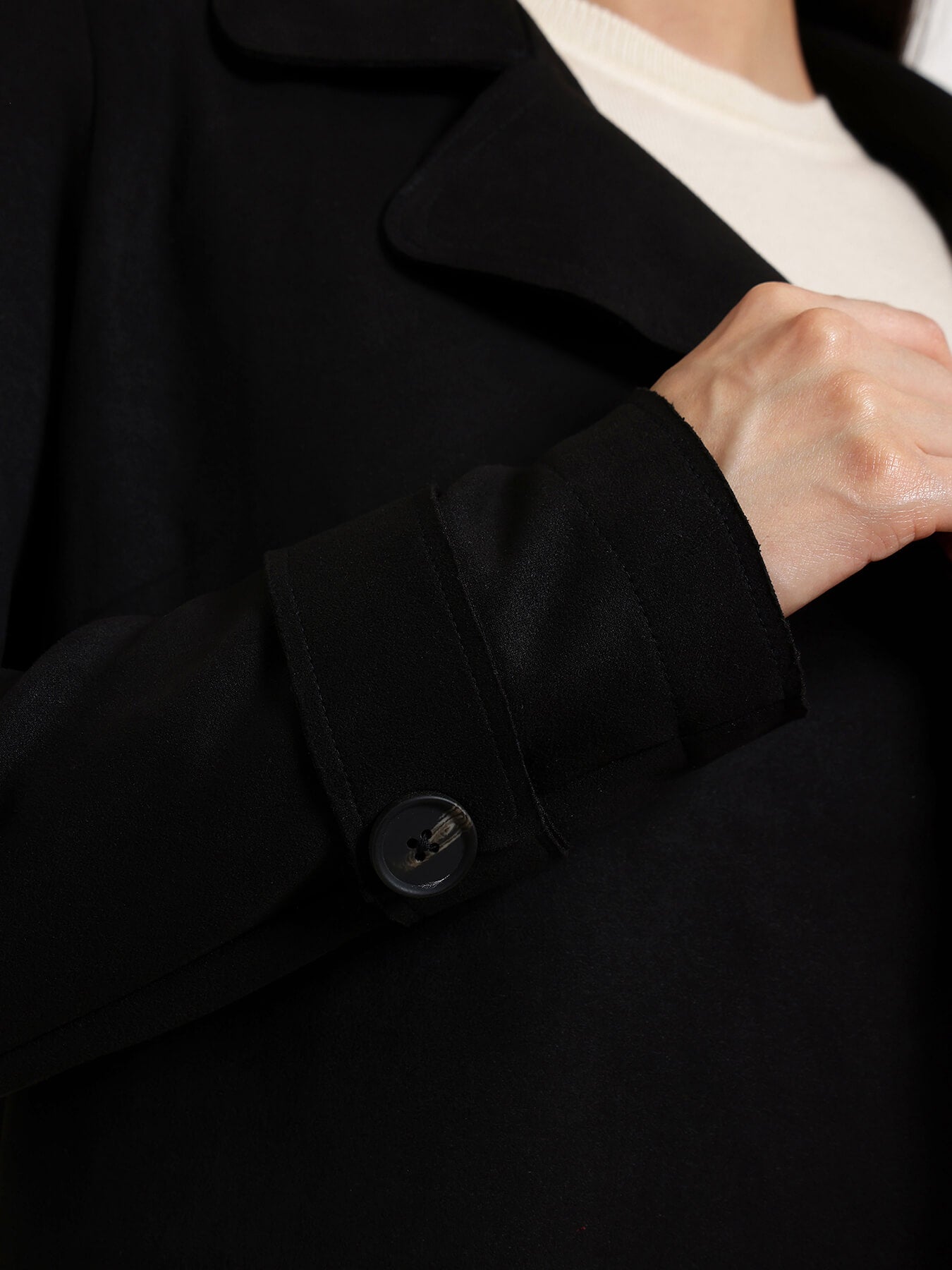 Double Breasted Long Overcoat - Black