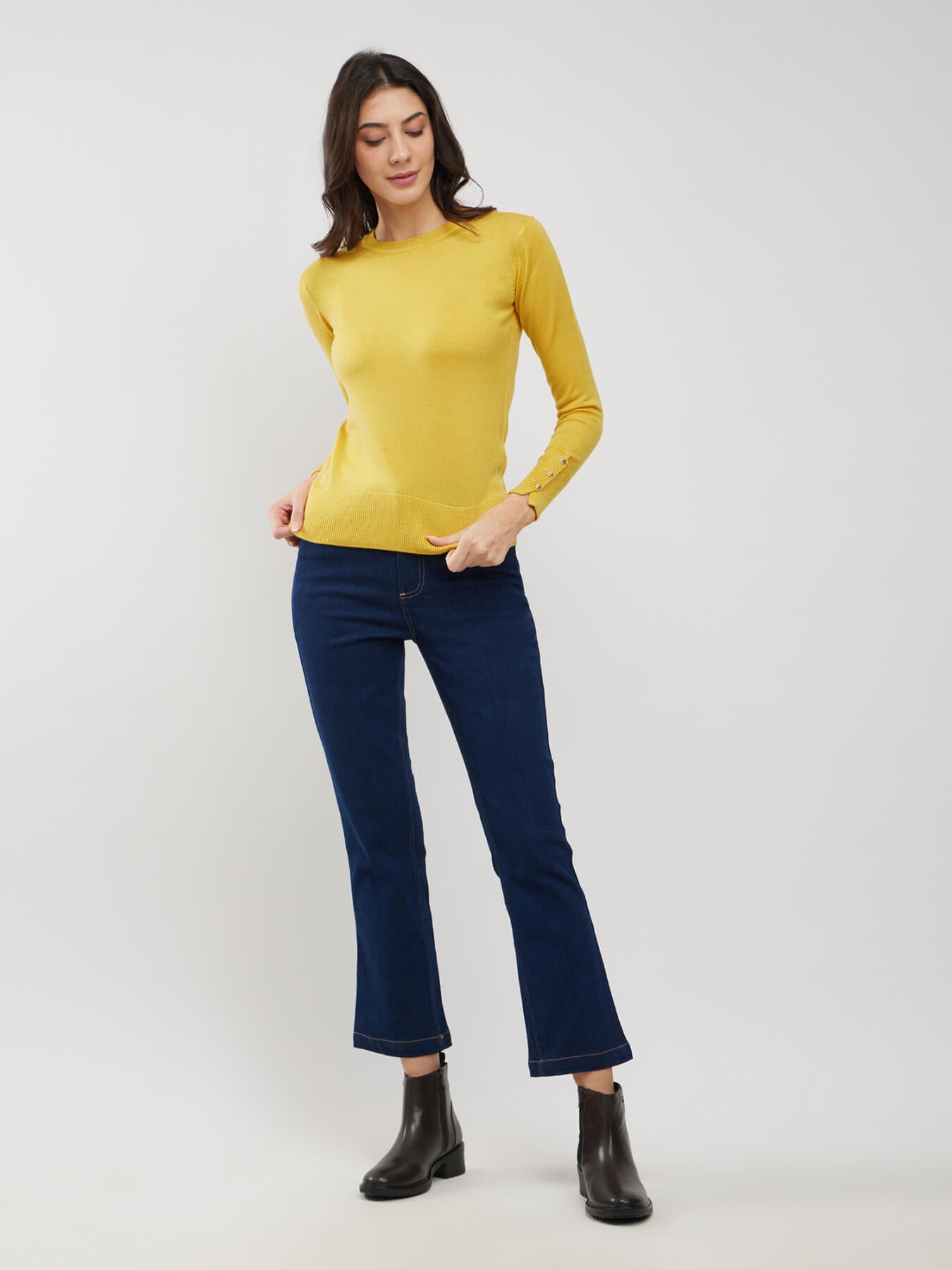 LivSoft Button Detail Sweater - Yellow