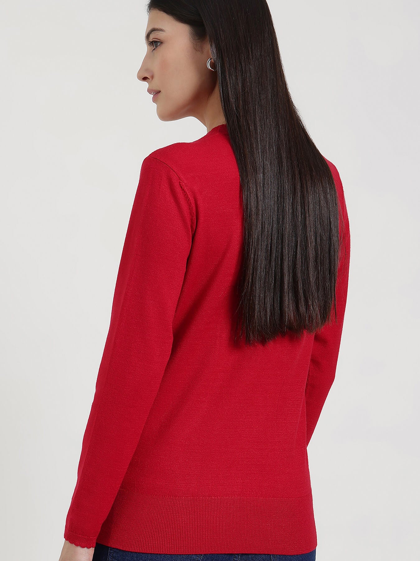 LivSoft Round Neck Sweater - Red