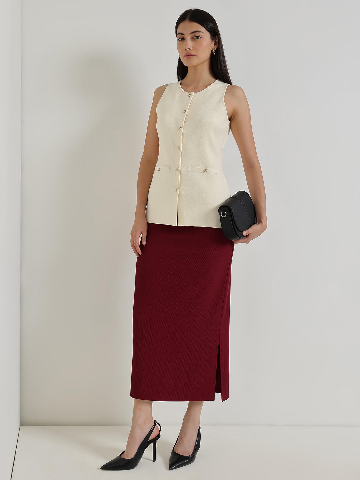 Ultra LivSoft Sleeveless Open Vest - Off White