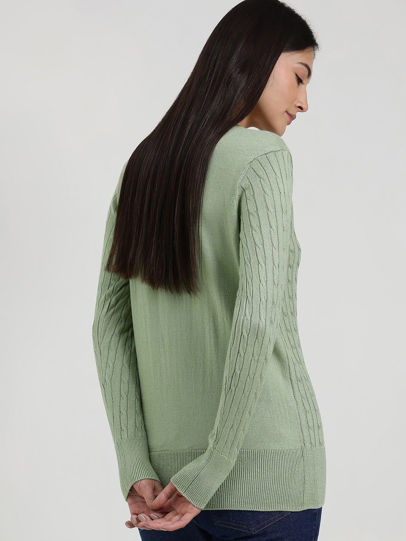 LivSoft V-Neck Sweater - Green