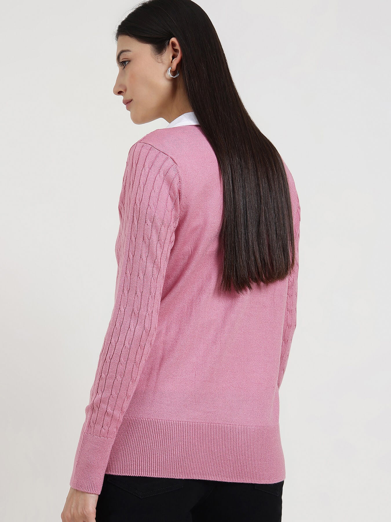 LivSoft V-Neck Sweater - Pink