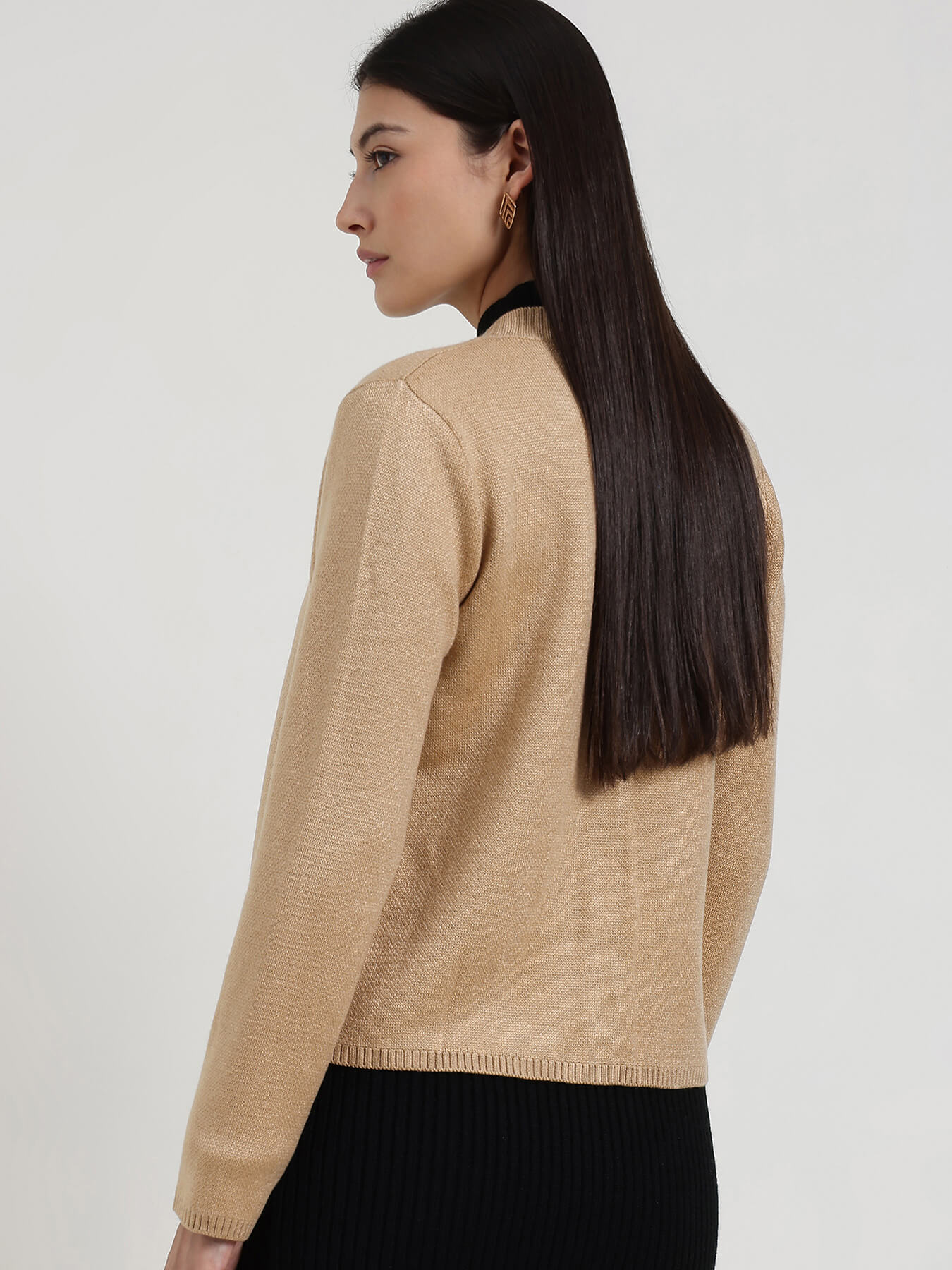 LivSoft Round Neck Cardigan - Beige