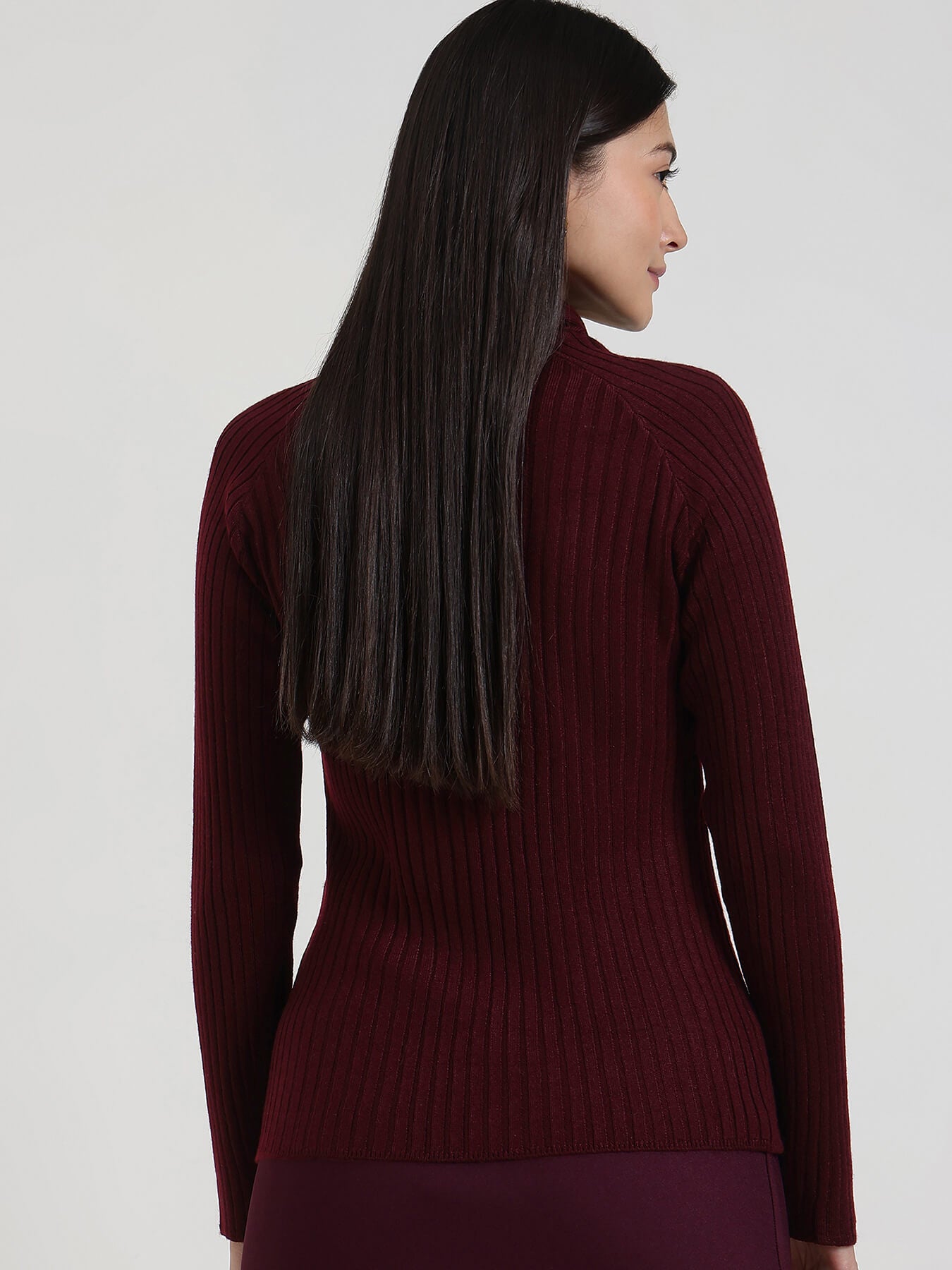 LivSoft High Neck Sweater - Maroon