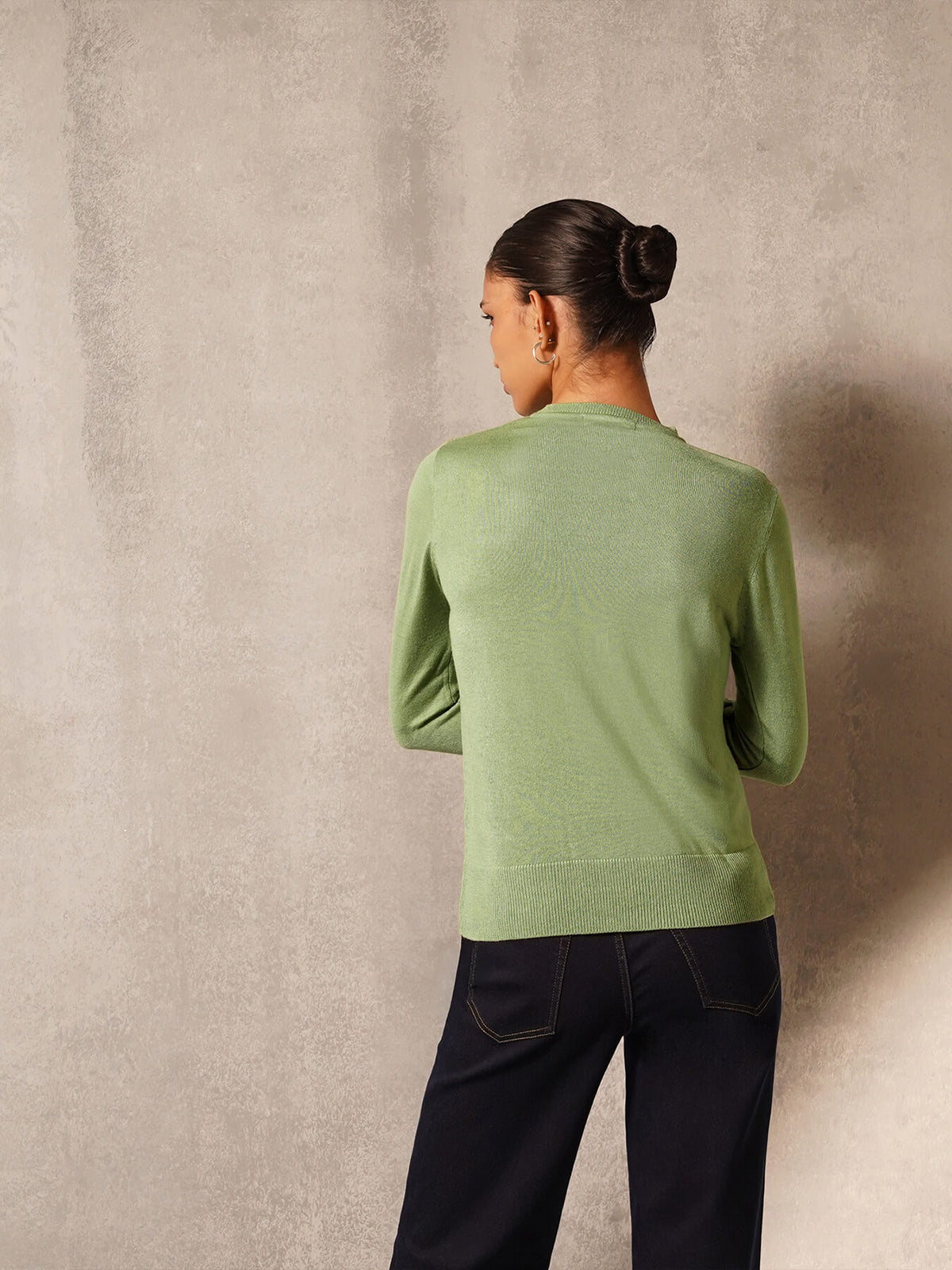Livsoft Essential Crew Neck Sweater- Green
