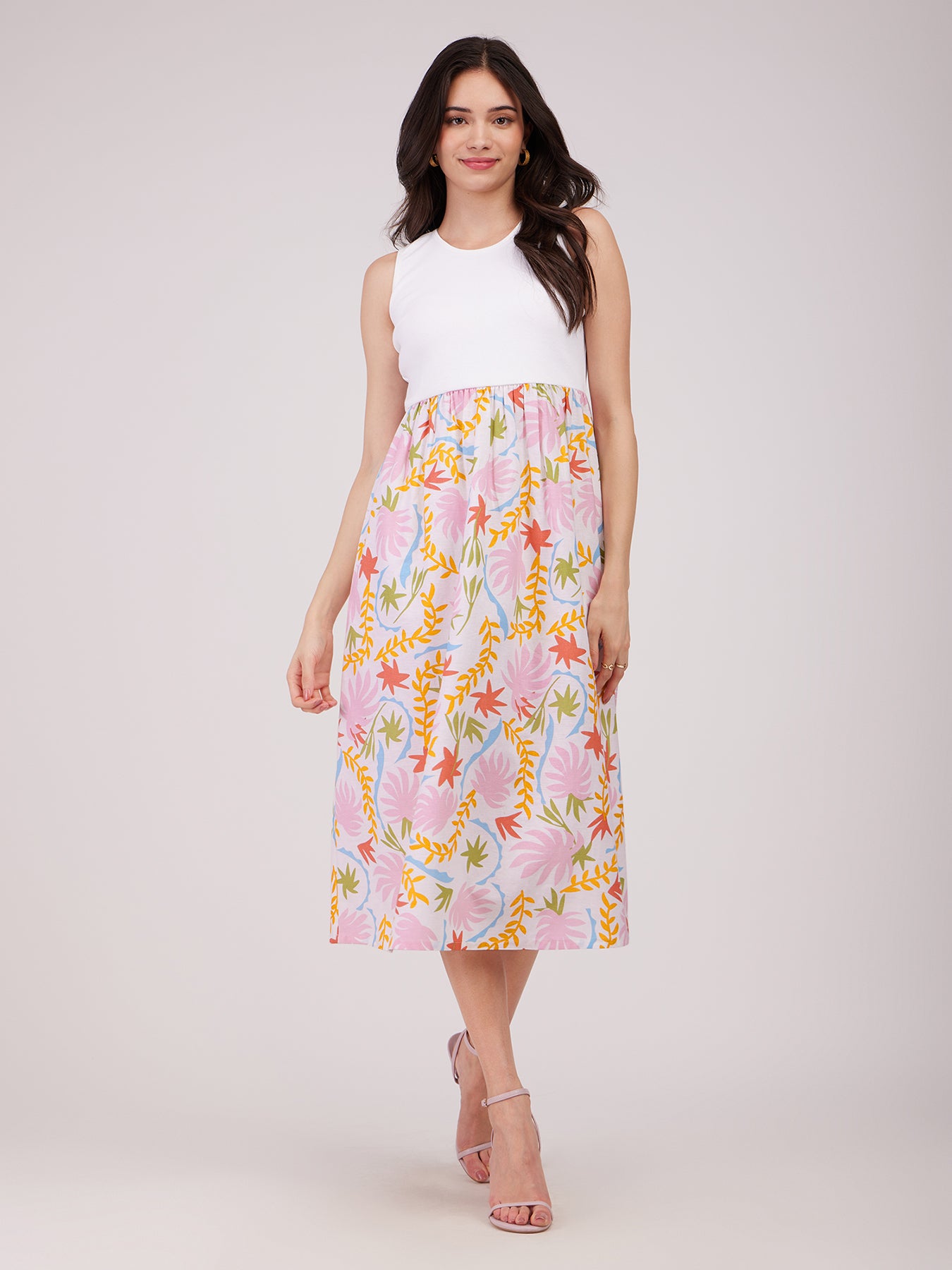 Linen Midi Dress - Multicolour