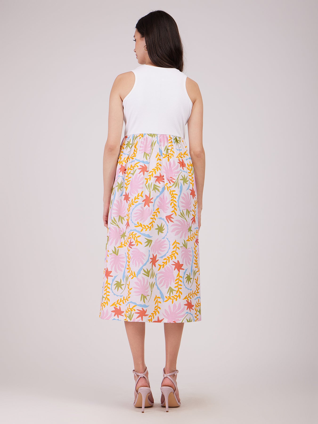 Linen Midi Dress - Multicolour