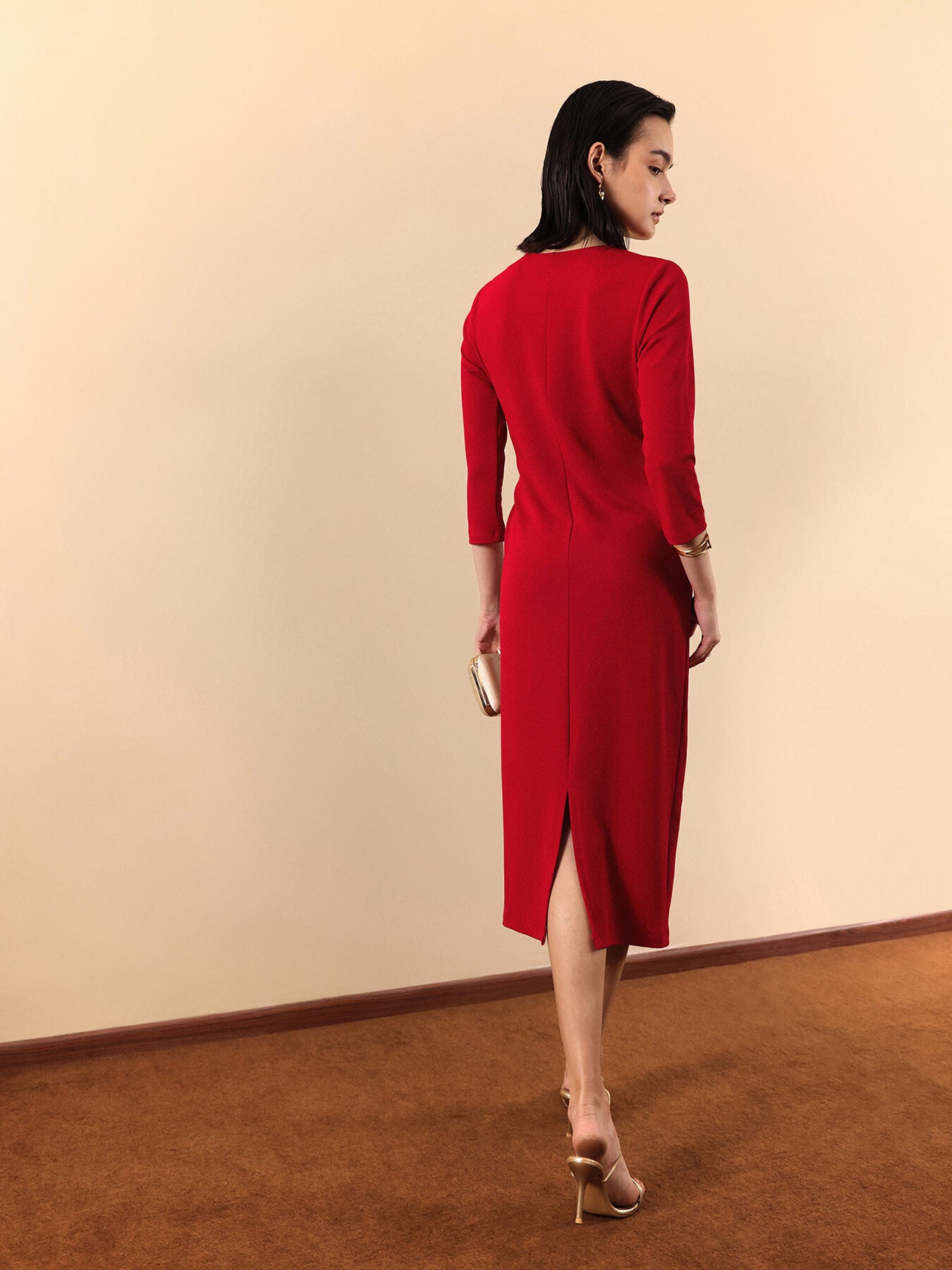 Stretchable Tie-Up Dress - Red