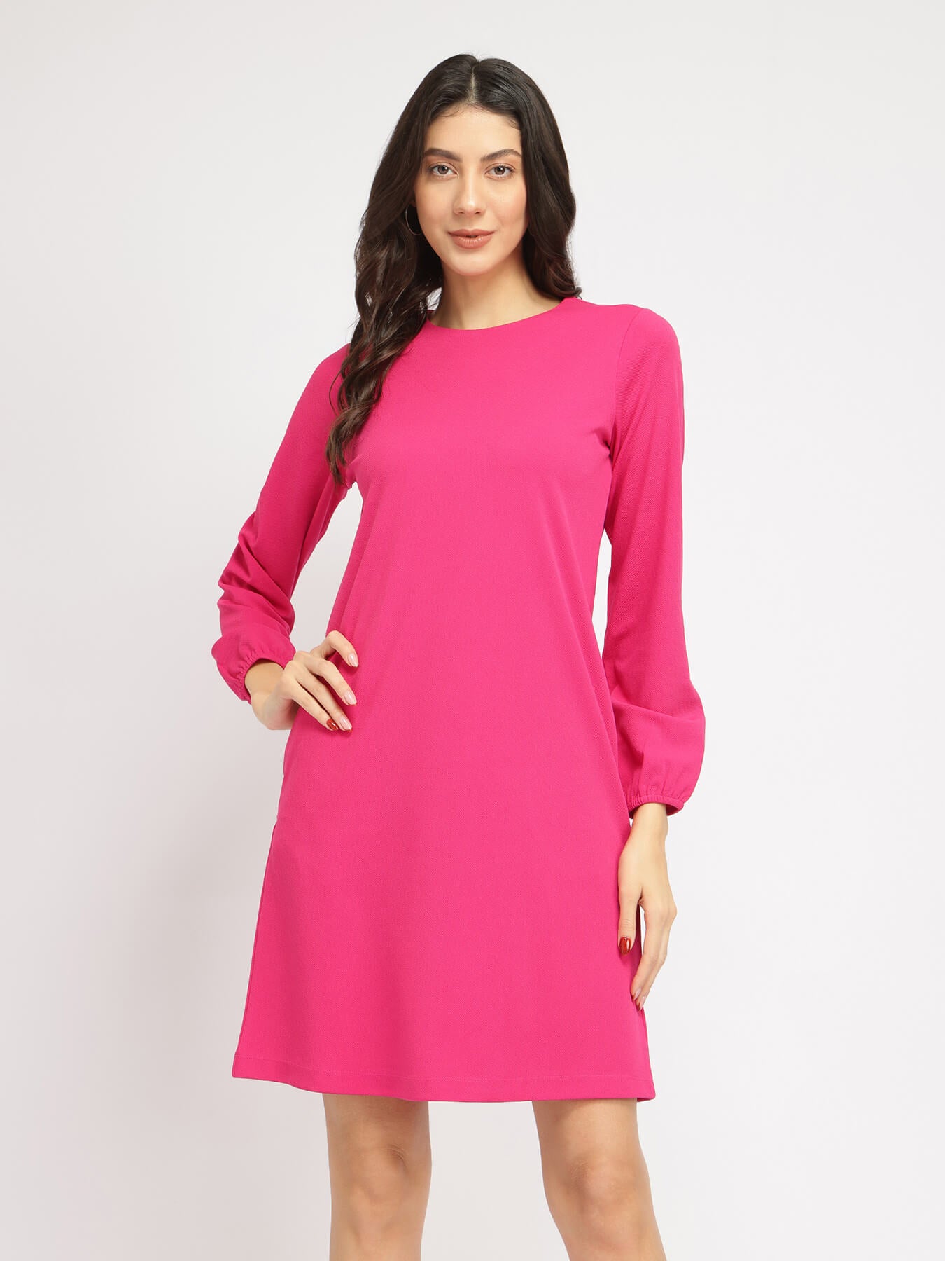 Jersey Shift Dress - Fuchsia