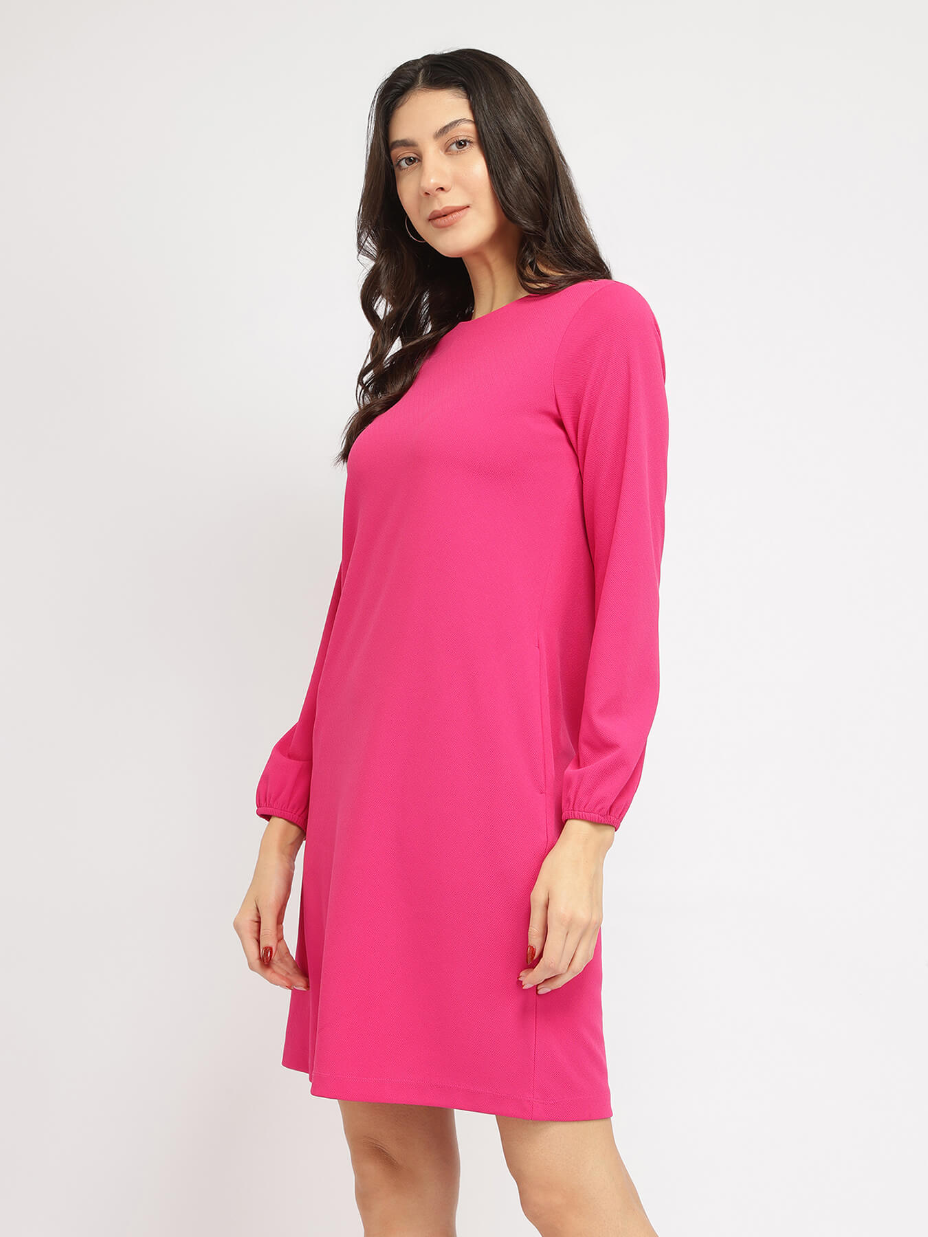 Jersey Shift Dress - Fuchsia