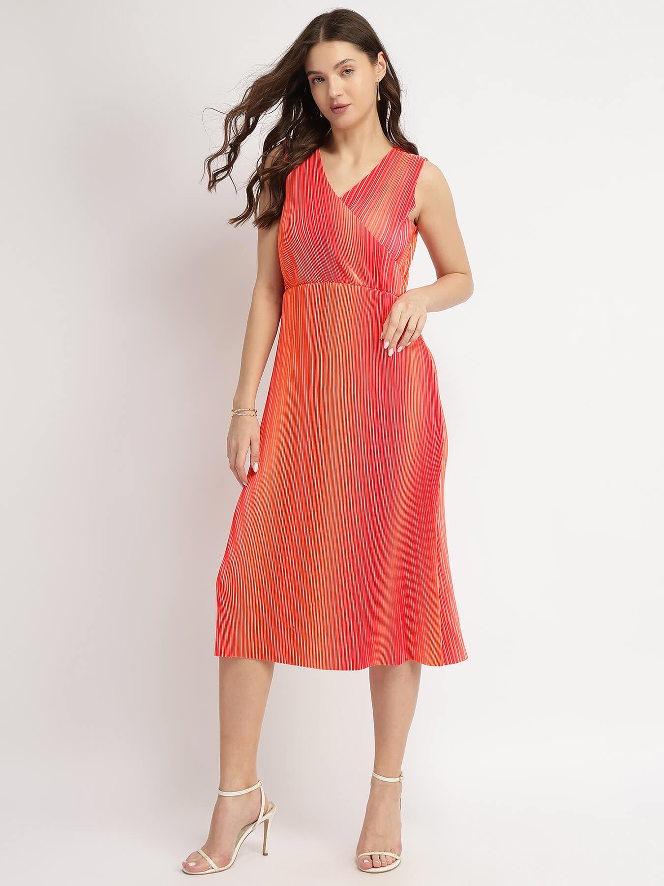Pleated Ombre Dress - Pink