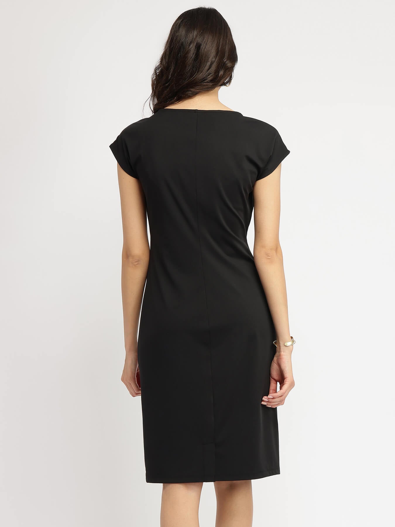 Bodycon Pleat Detail Dress - Black