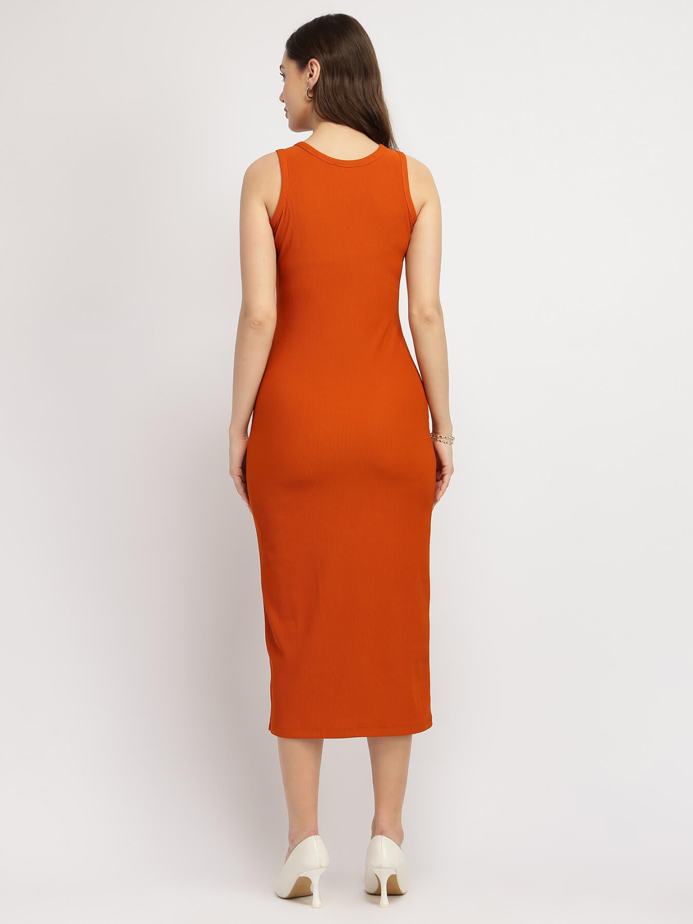 Bodycon Midi Dress - Rust