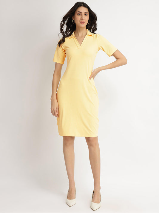 Fitted Tee Dress - Yellow