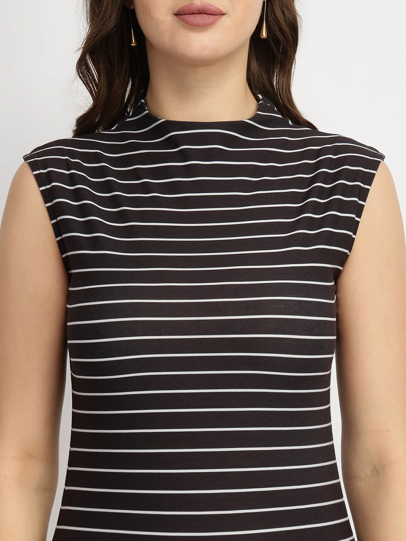 Striped Bodycon Dress - Black
